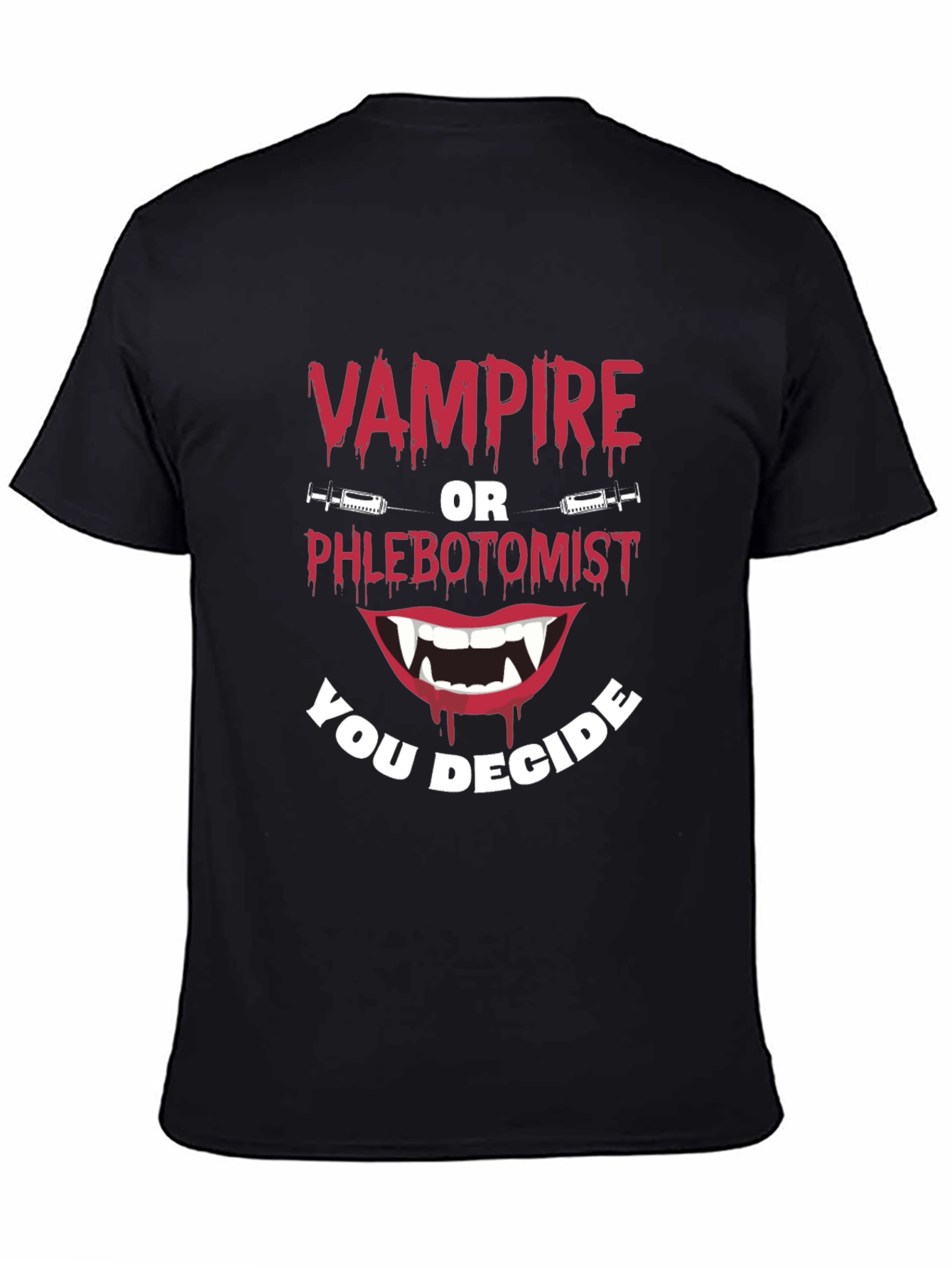 Black Vampire or Phlebotomist Funny Graphic Tee view 4