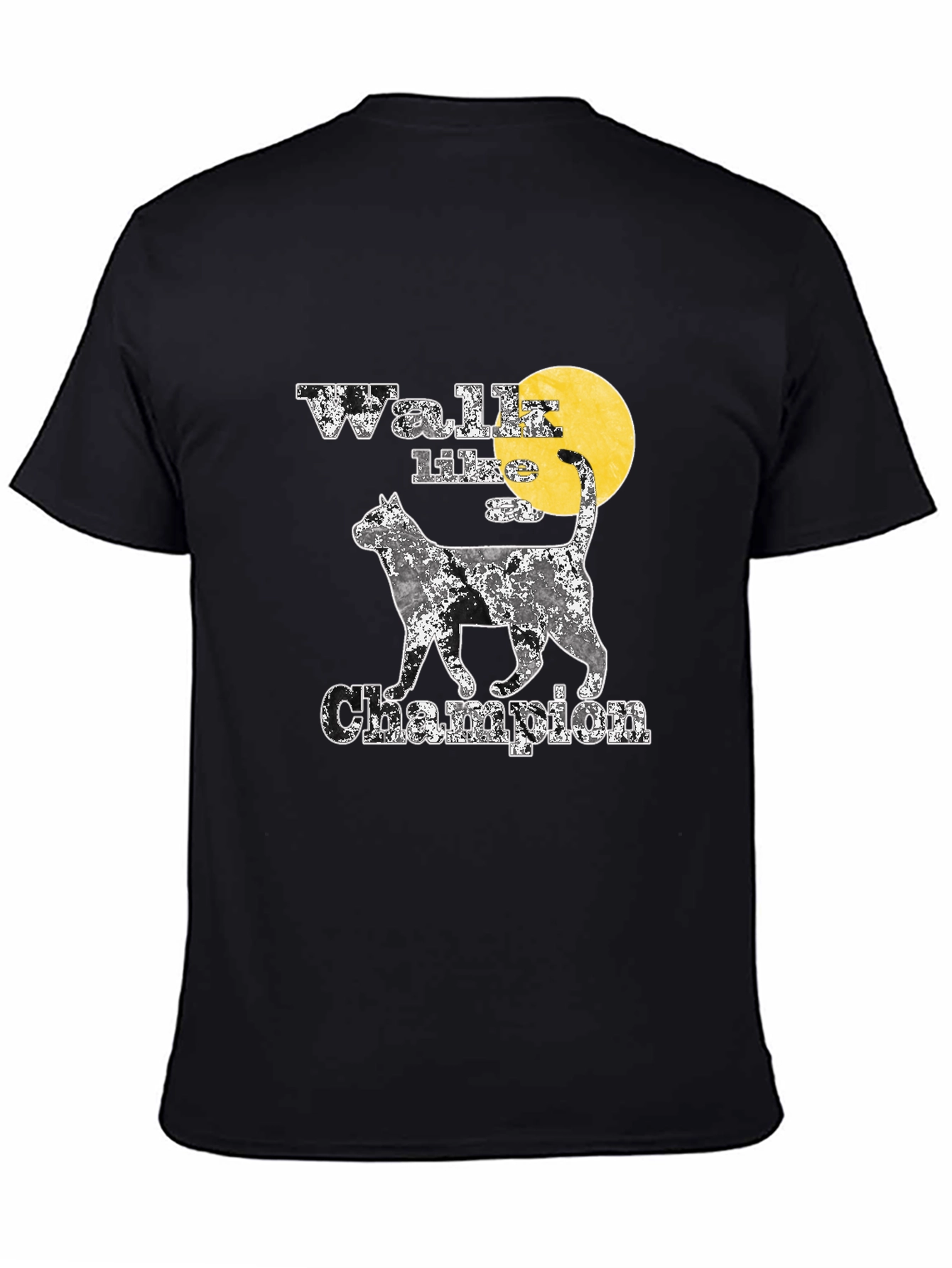 Black Walk Like A Champion Cat Graphic Tee view 4