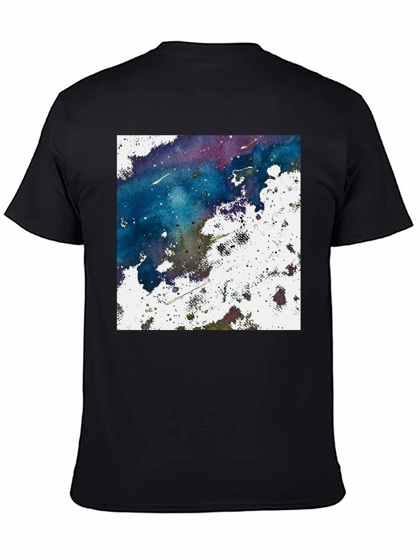 Black Abstract Galaxy Graphic Print Black T-Shirt view 4