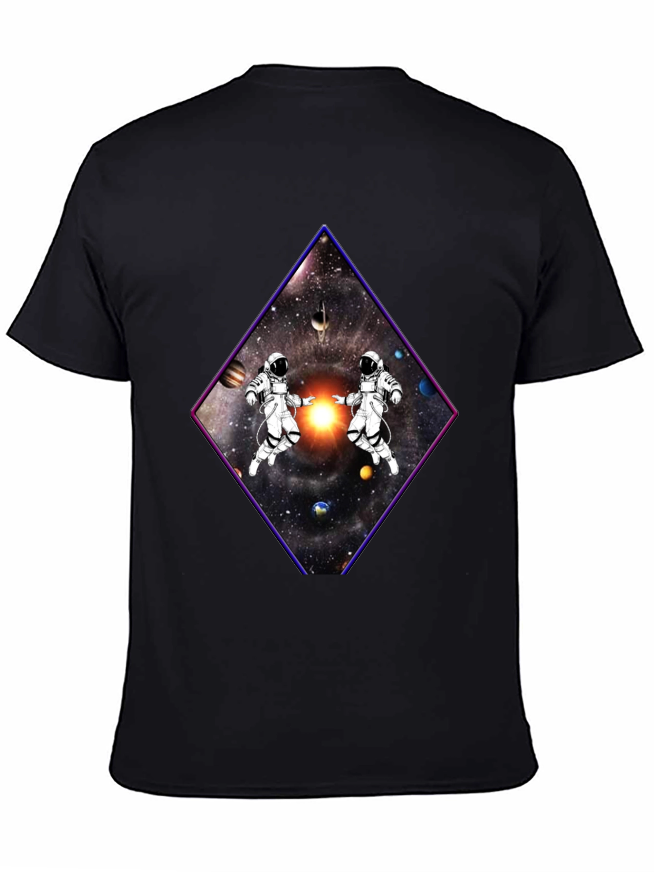 Black Astronaut Space Diamond Graphic Tee view 4