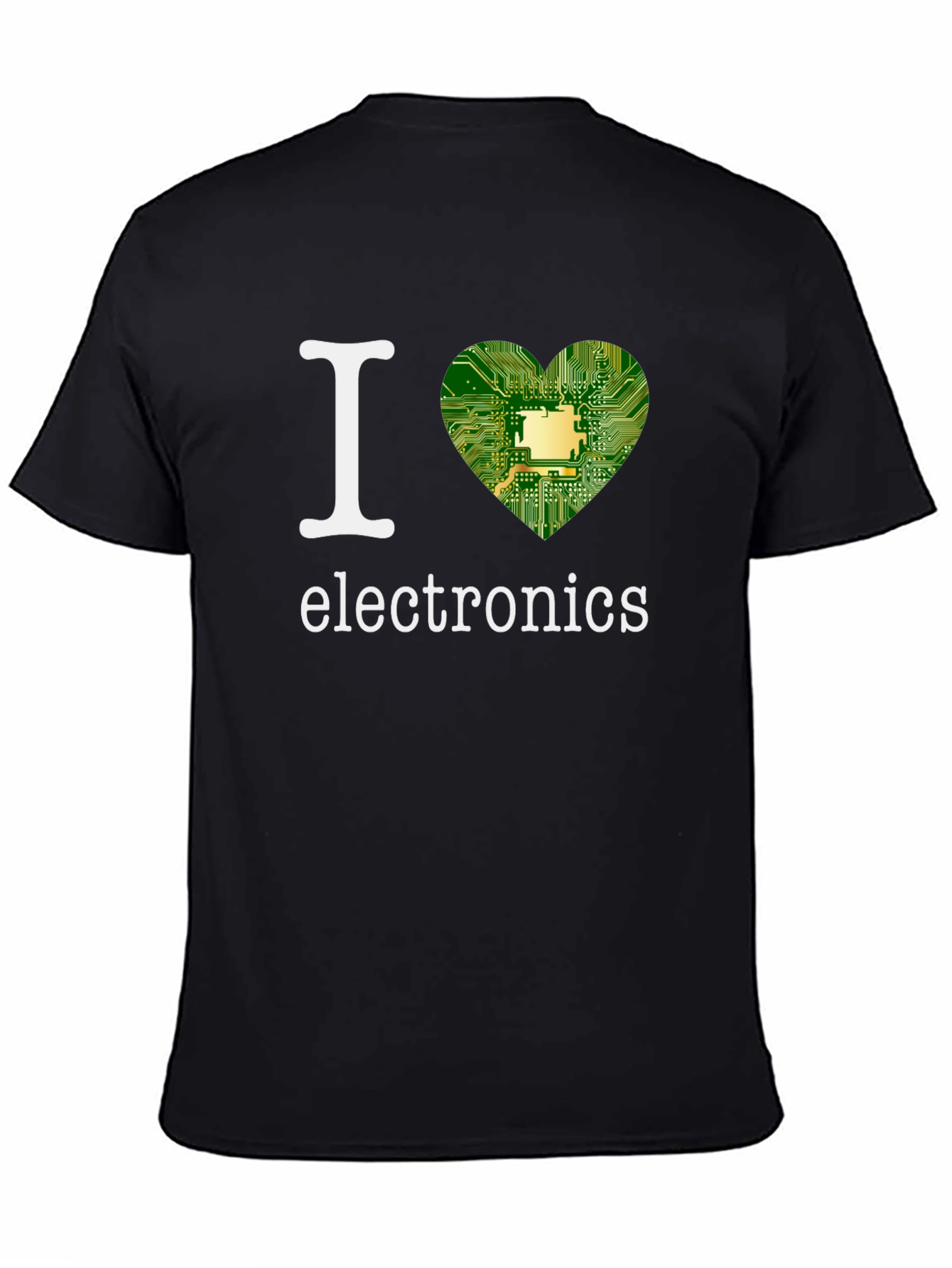 Black I Heart Electronics T-Shirt - Circuit Board Design view 4