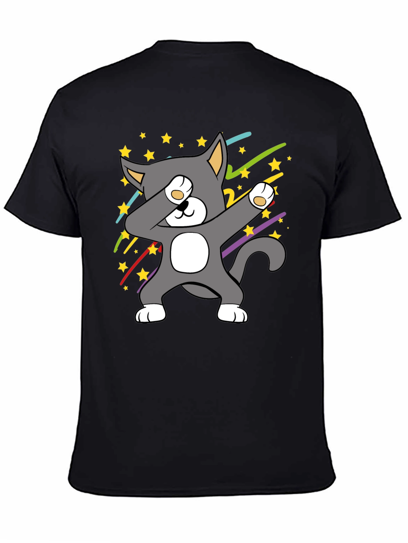 Black Dabbing Cat T-Shirt - Cool Graphic Tee view 4