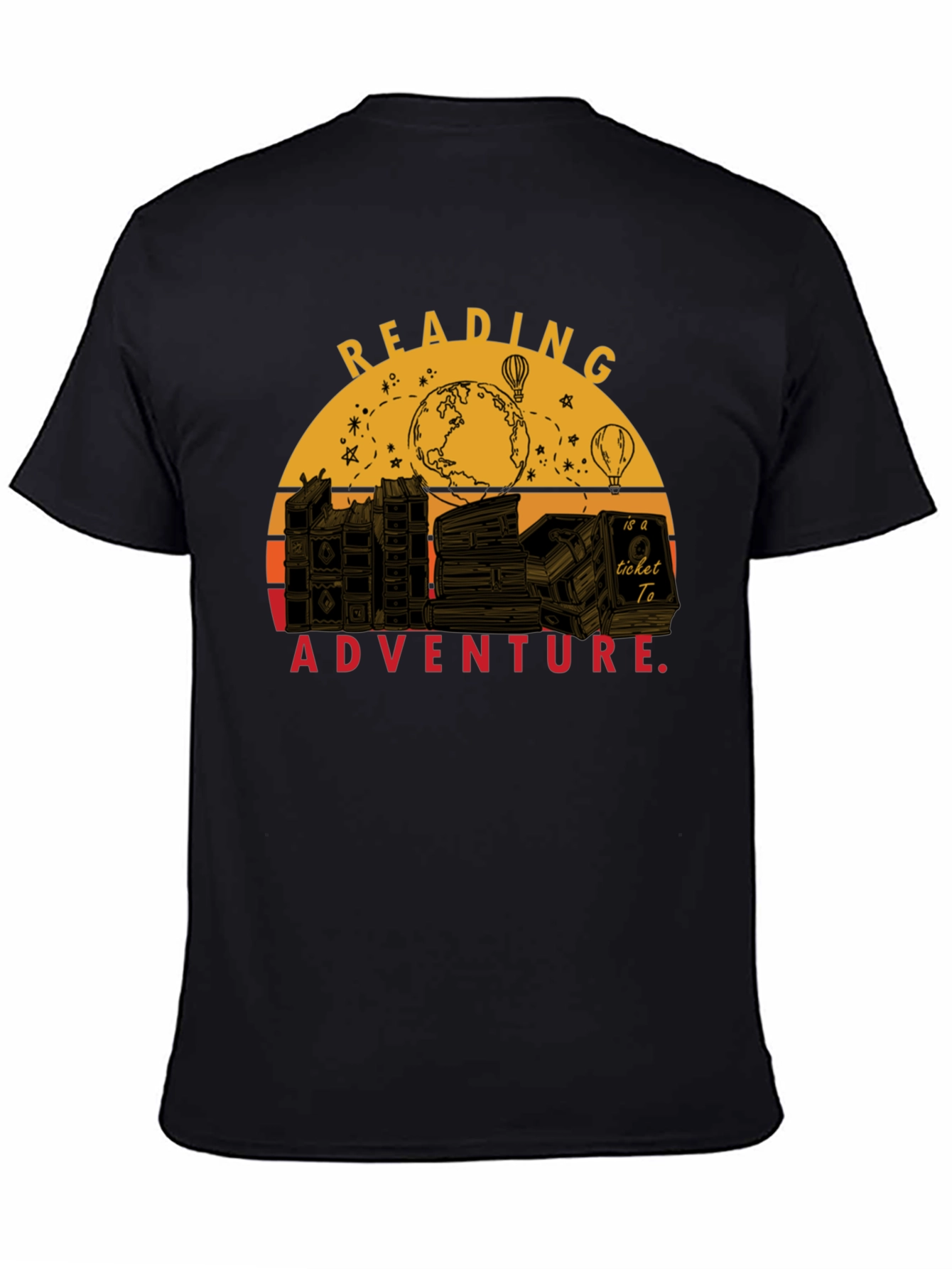 Black Reading is Adventure T-Shirt view 4