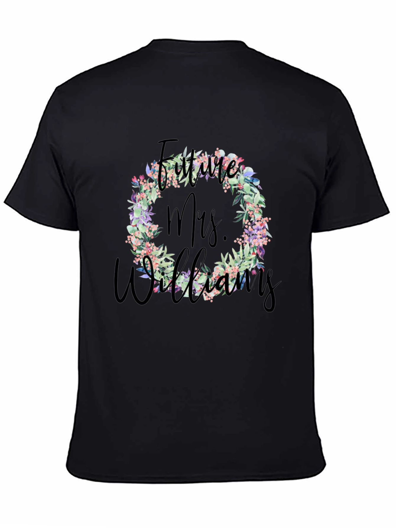 Black Future Mrs. Williams Floral Wreath T-Shirt view 4