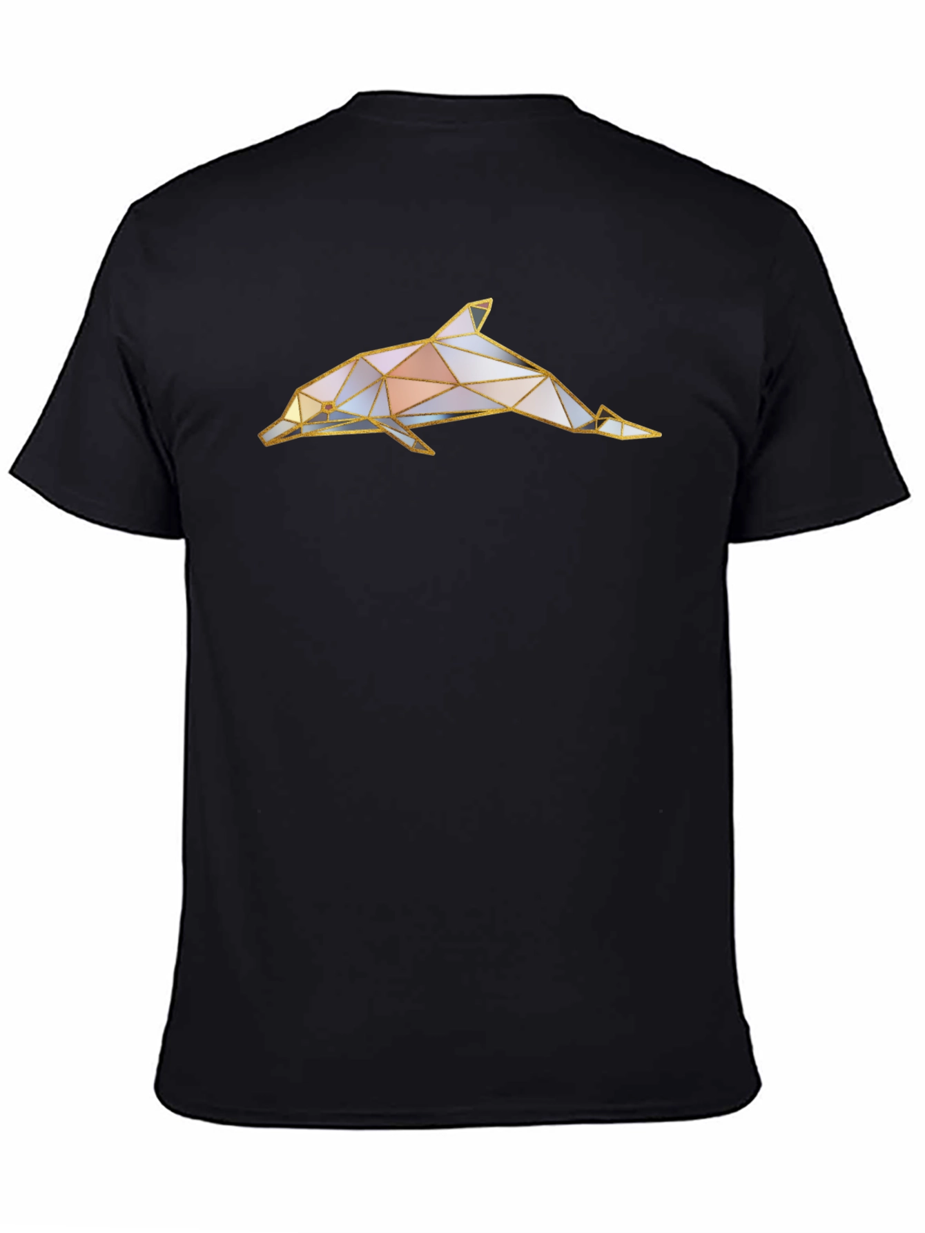 Black Geometric Dolphin Graphic Tee - Black view 4
