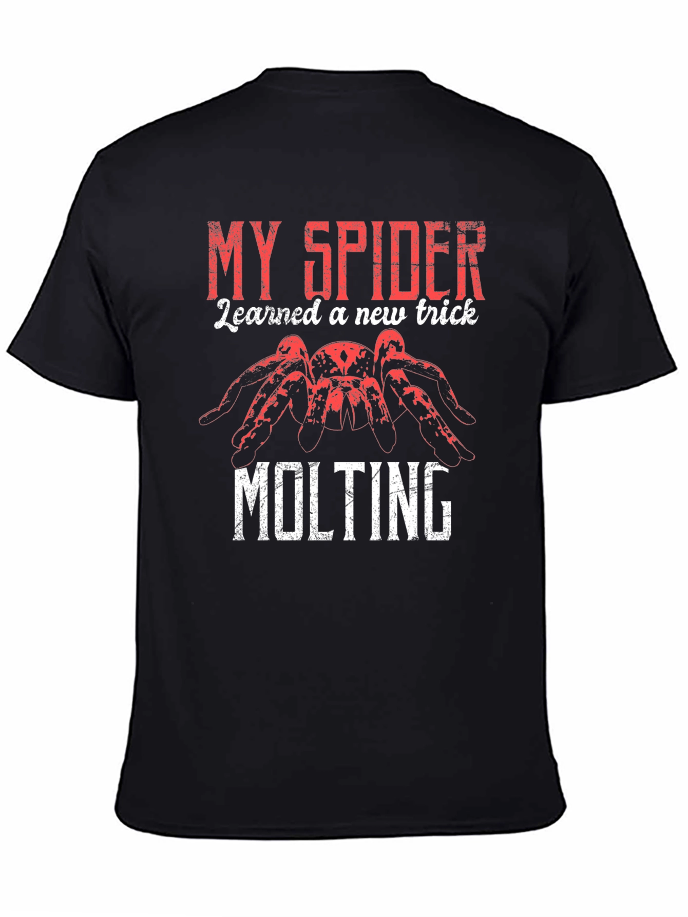 Black My Spider Learned a New Trick Molting Black T-Shirt view 4