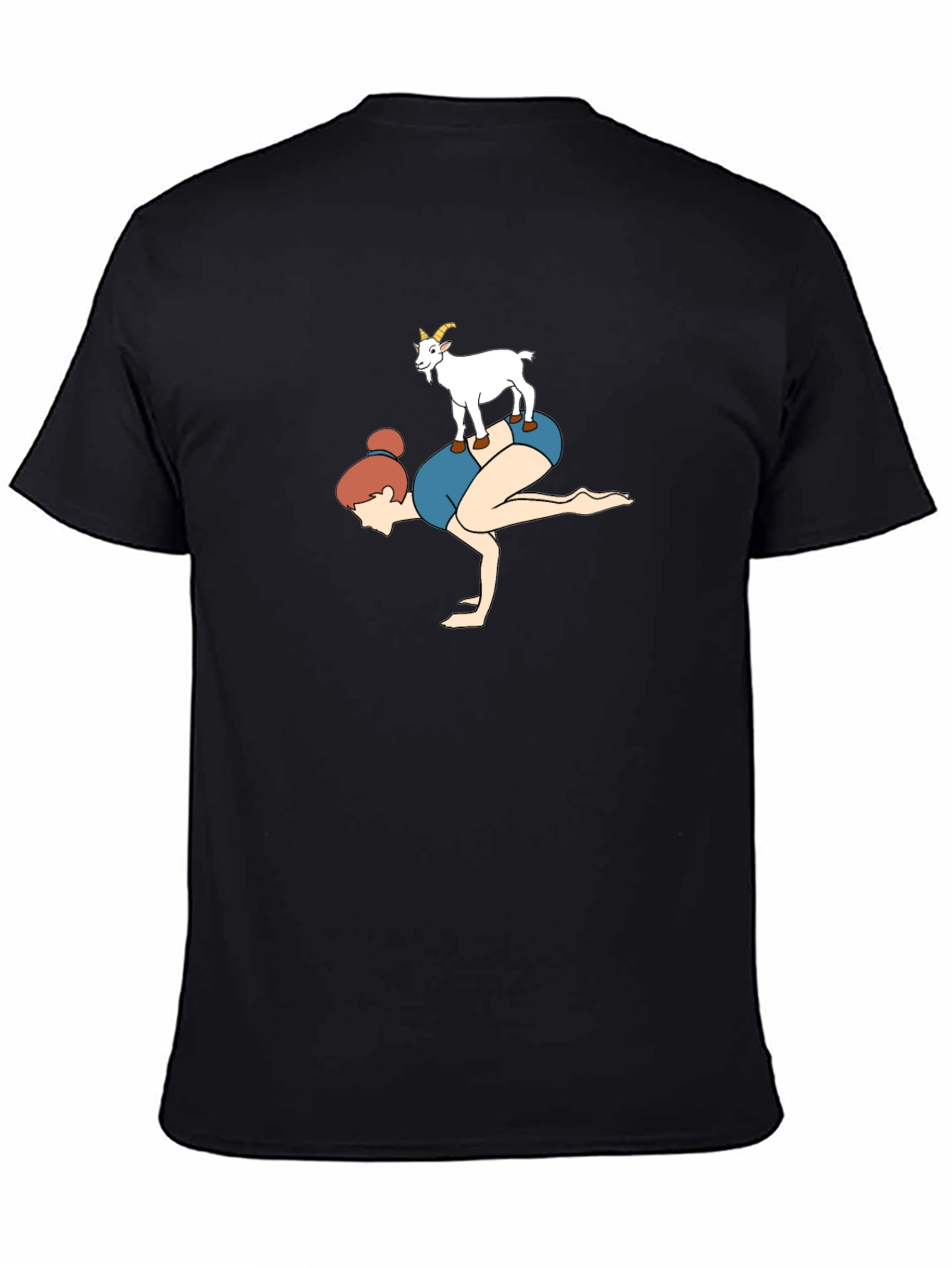 Black Yoga Goat Graphic Tee - Black Cotton view 4