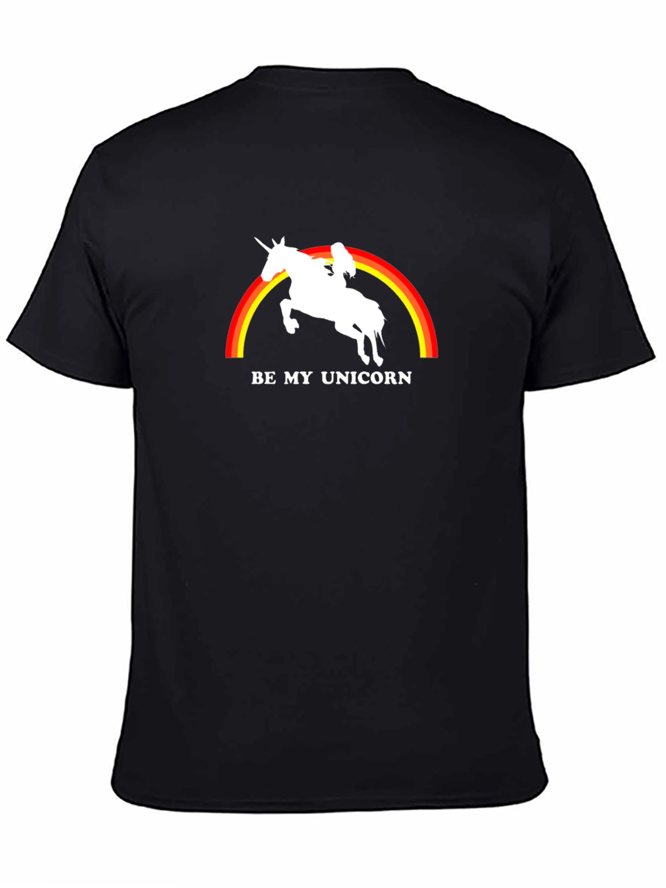Black Be My Unicorn Graphic T-Shirt - Men's Black Tee view 4