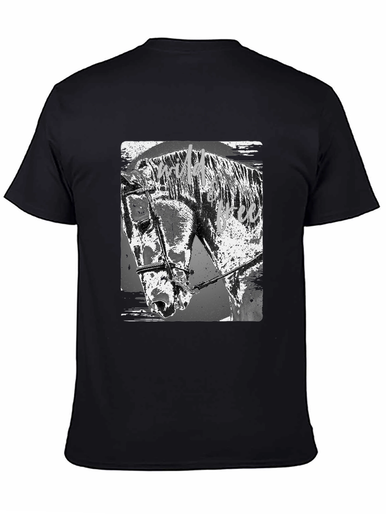 Black Wild & Free Horse Graphic Tee - Black view 4