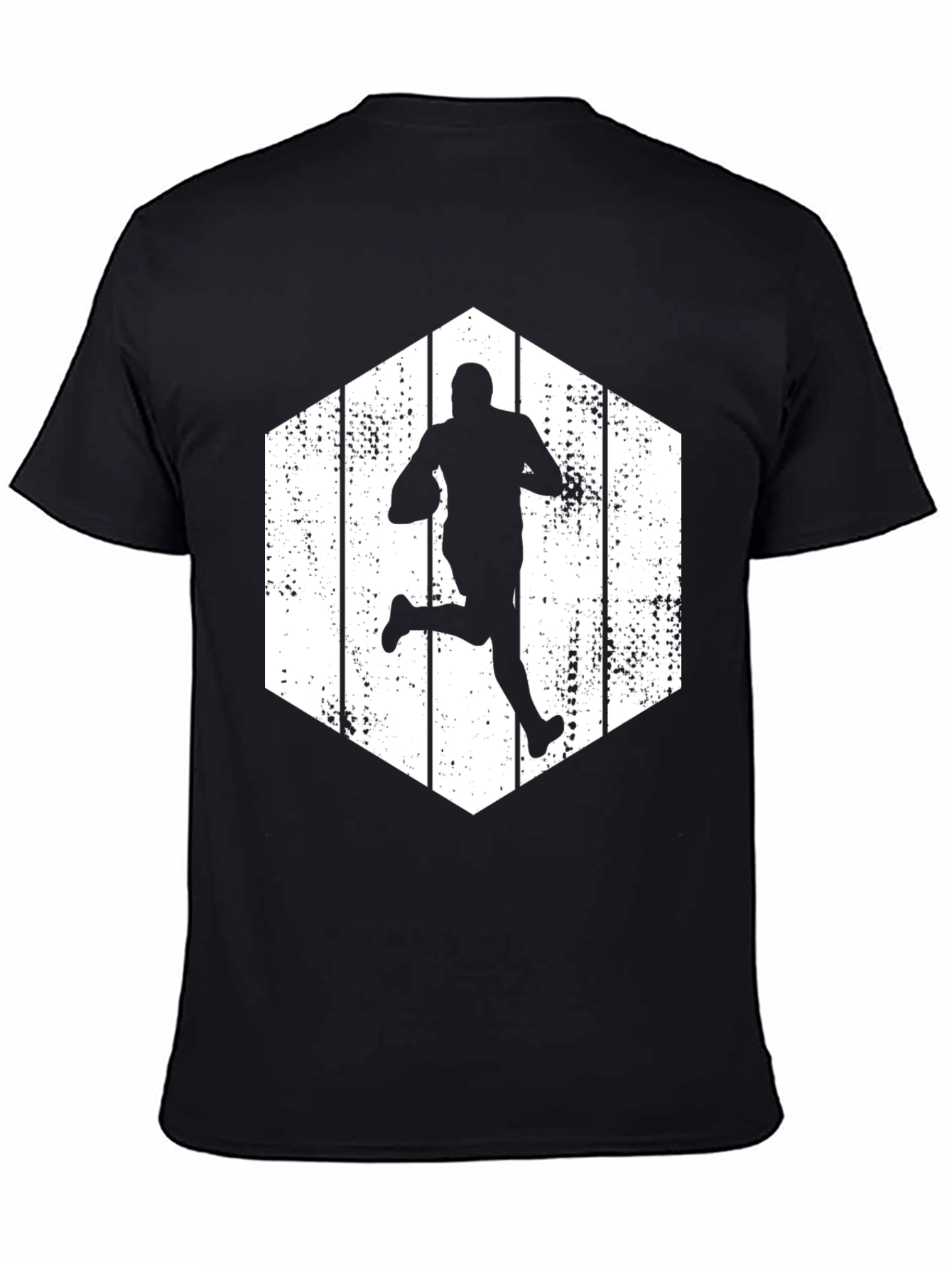 Black Football Player Silhouette T-Shirt view 4
