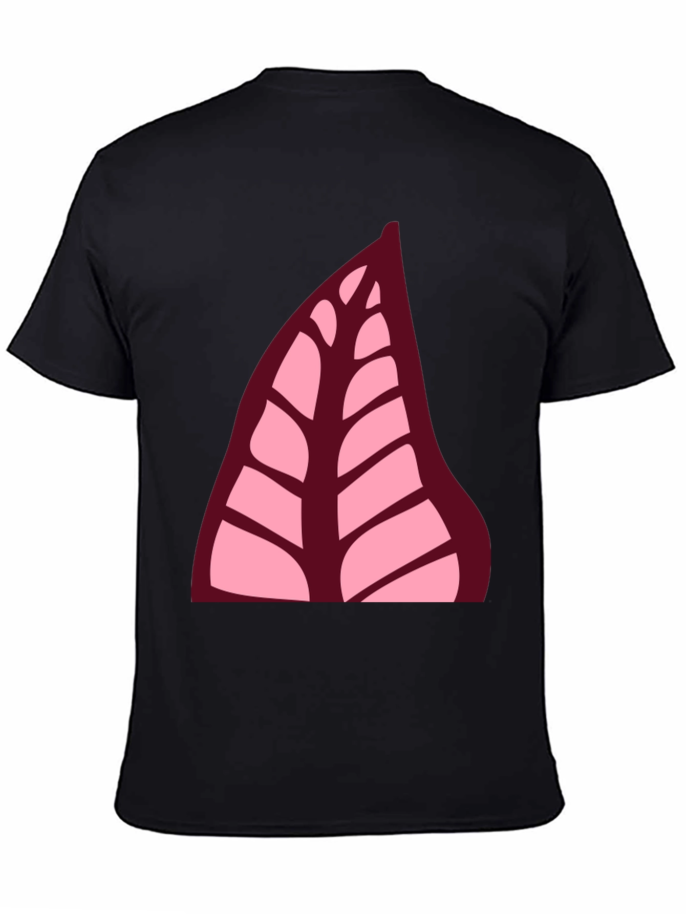 Black Leaf Print Black T-Shirt view 4