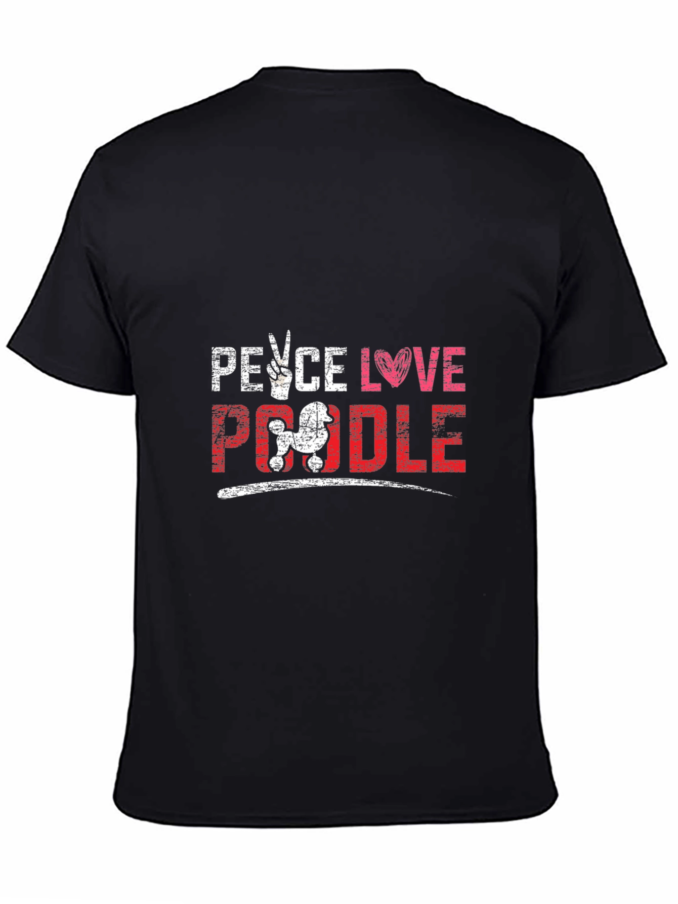 Black Peace Love Poodle T-Shirt Black view 4
