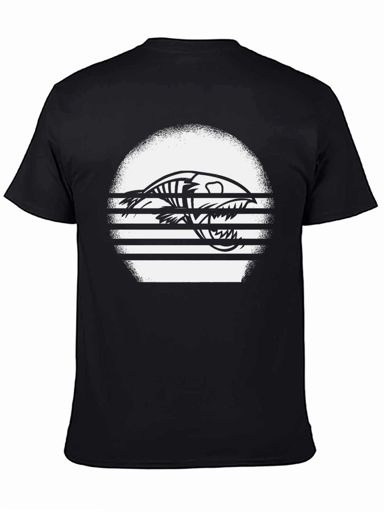 Black Retro Fish Skeleton Graphic T-Shirt view 4