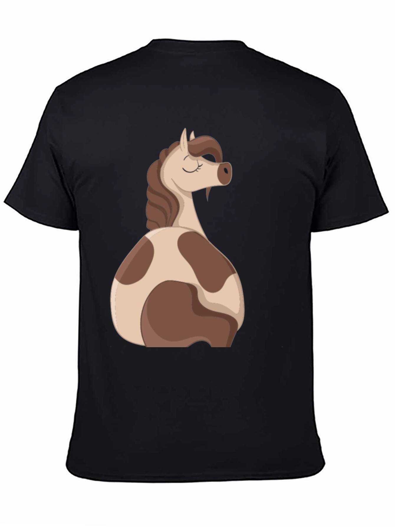 Black Horse Cartoon Graphic Black T-Shirt view 4