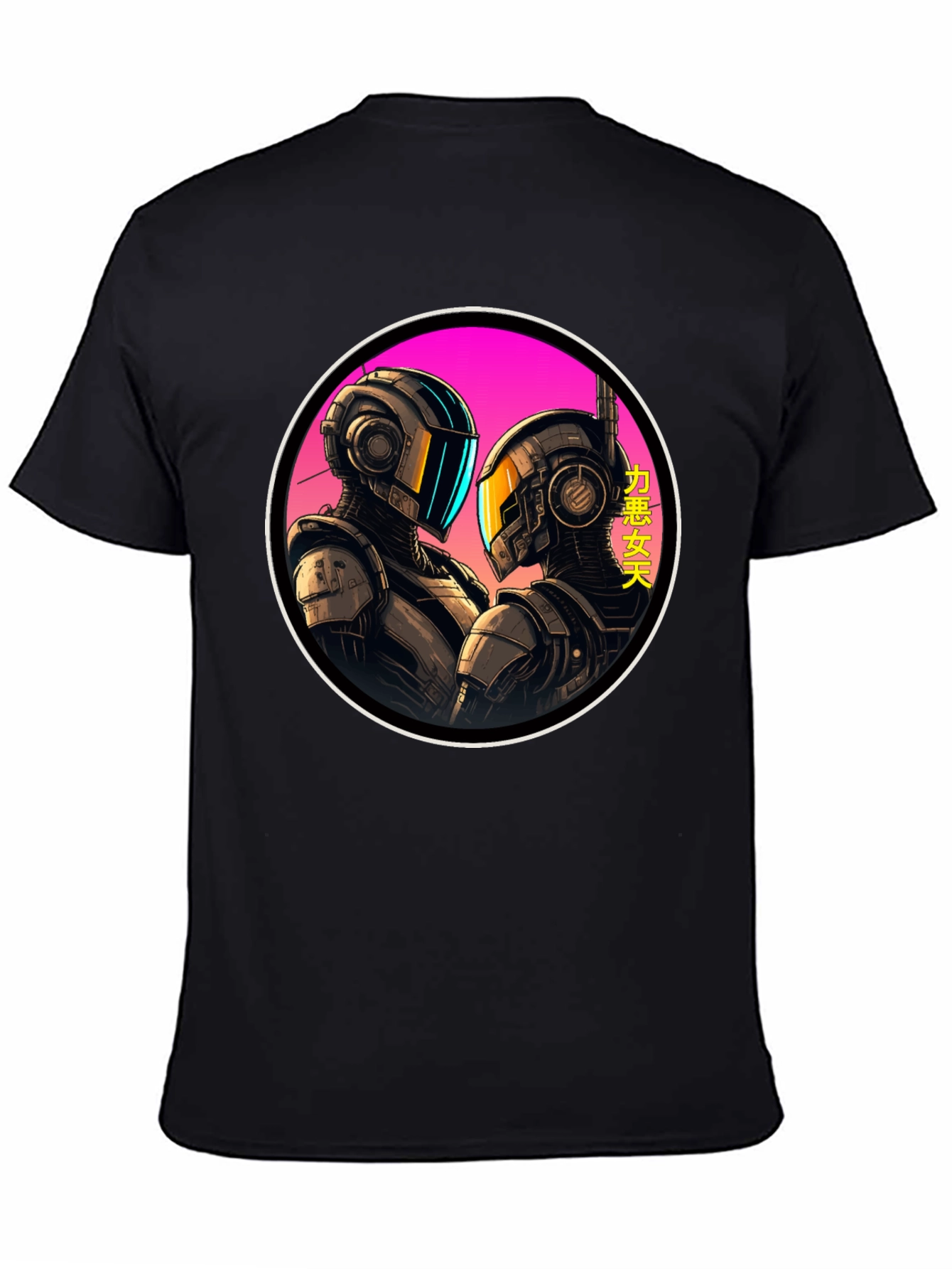 Black Cyberpunk Robots T-Shirt - Sci-Fi Graphic Tee view 4