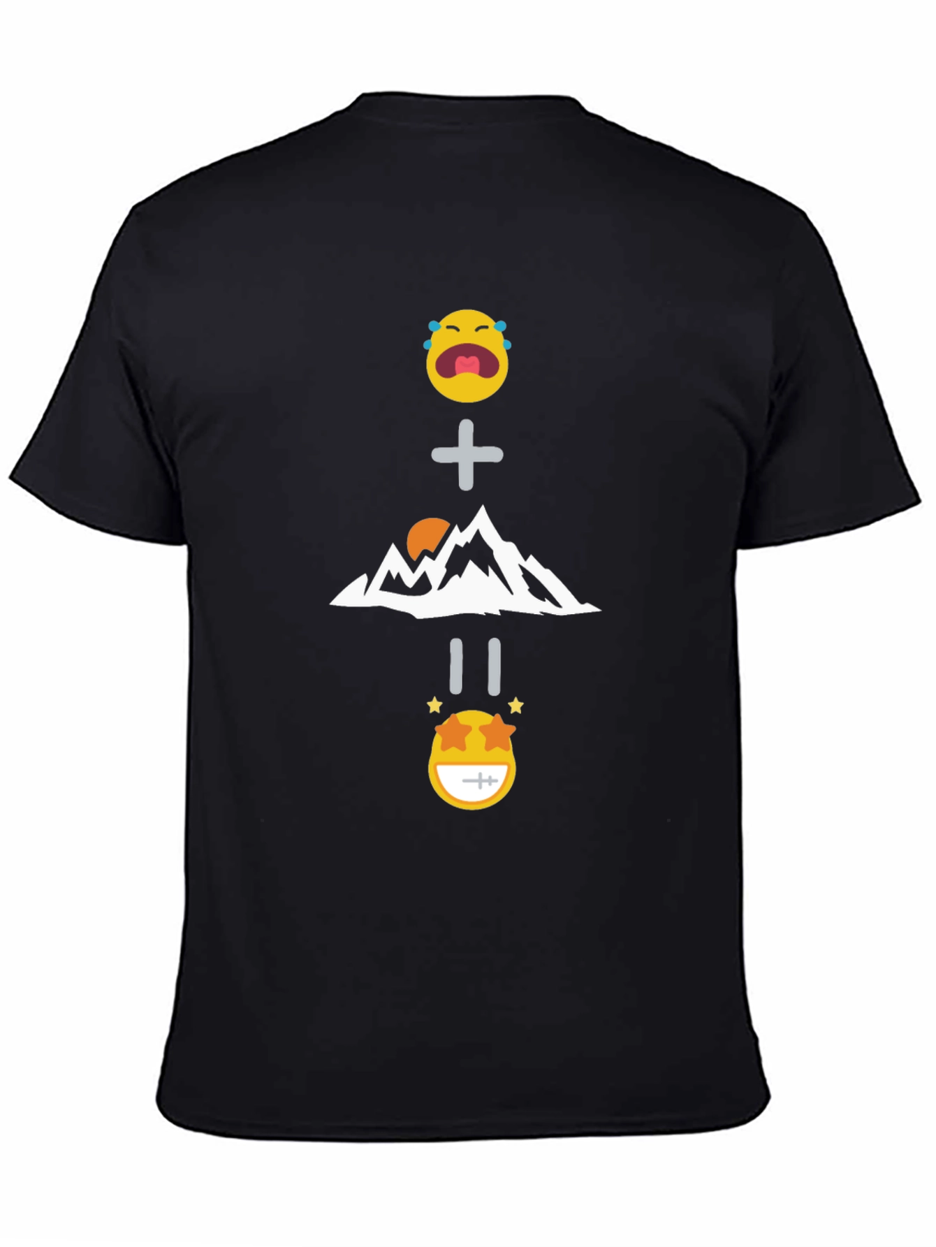 Black Funny Emoji Mountain Equation Black T-Shirt view 4
