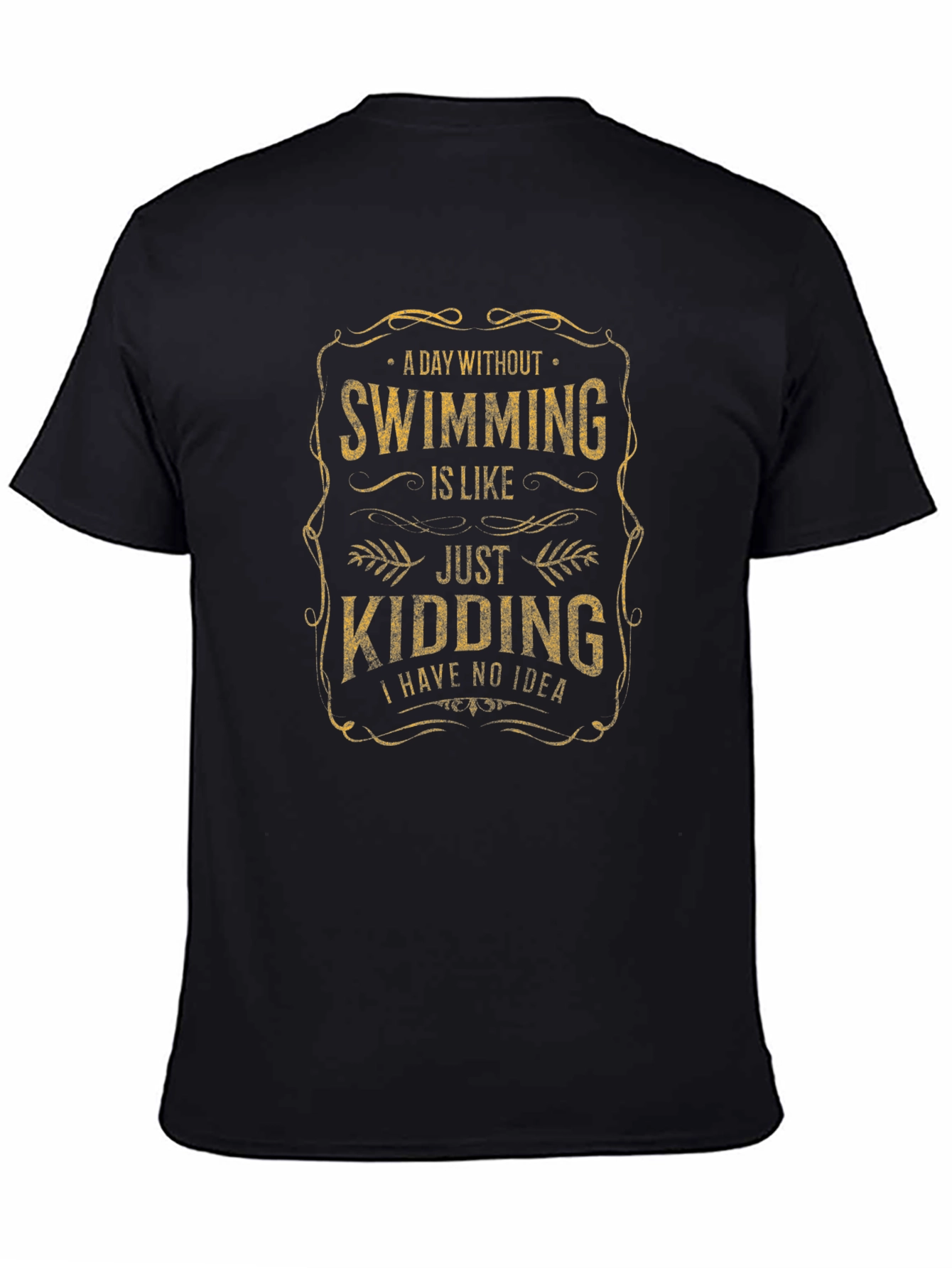 Black Funny Swimming Graphic T-Shirt - Swimmer's Humor view 4