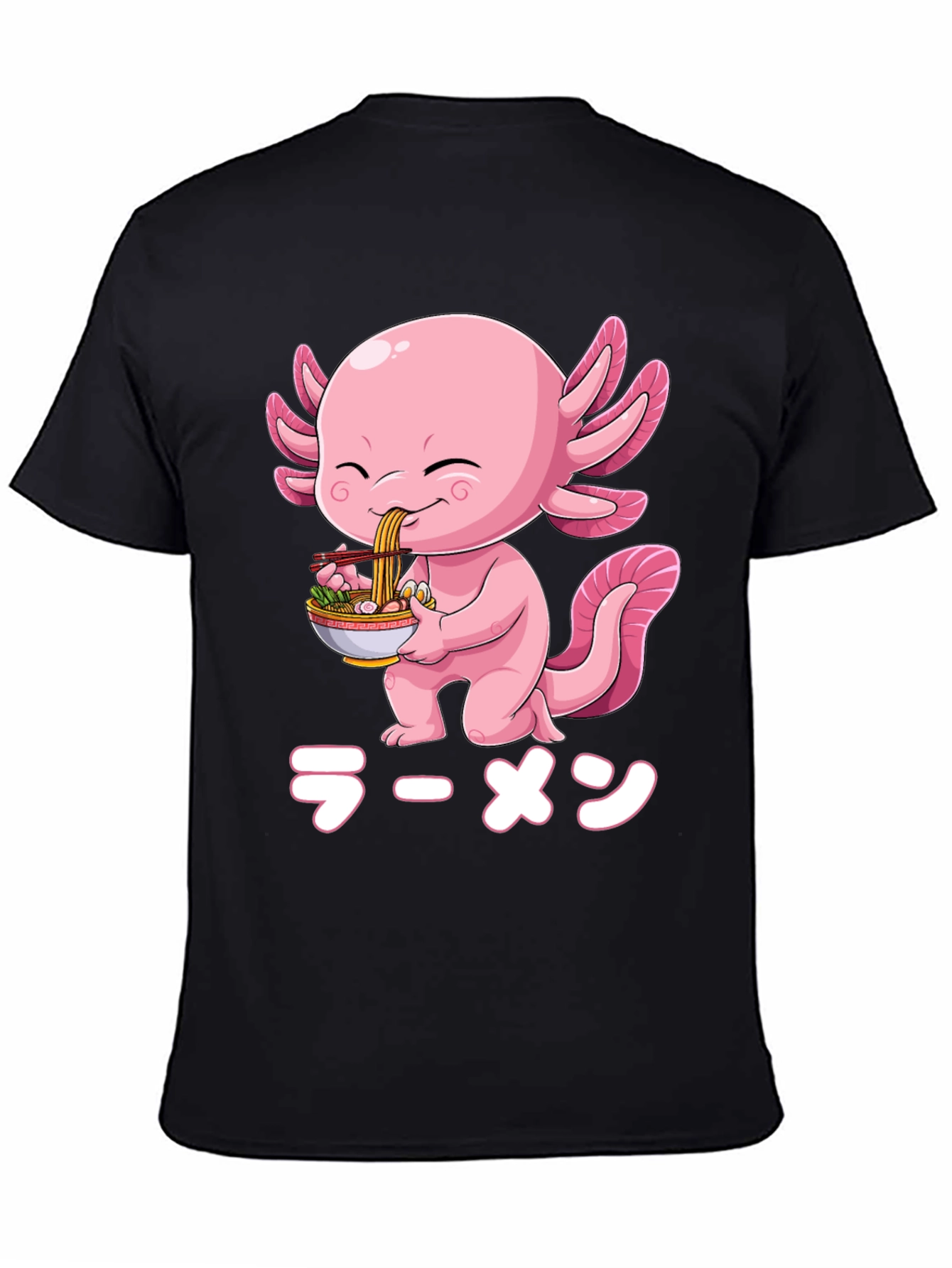 Black Axolotl Ramen T-Shirt - Cute Anime Graphic Tee view 4