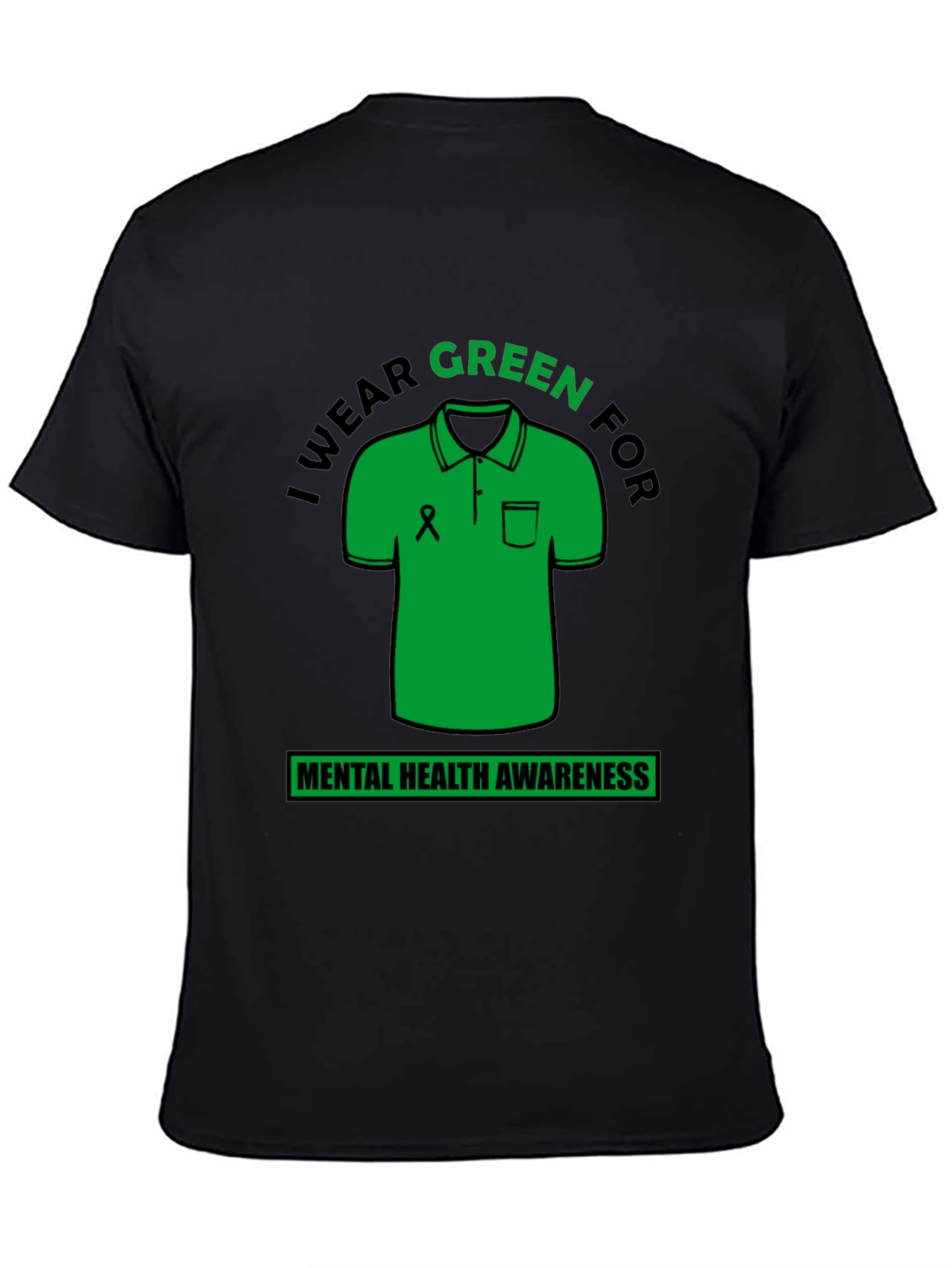 Black Green Mental Health Awareness T-Shirt view 4