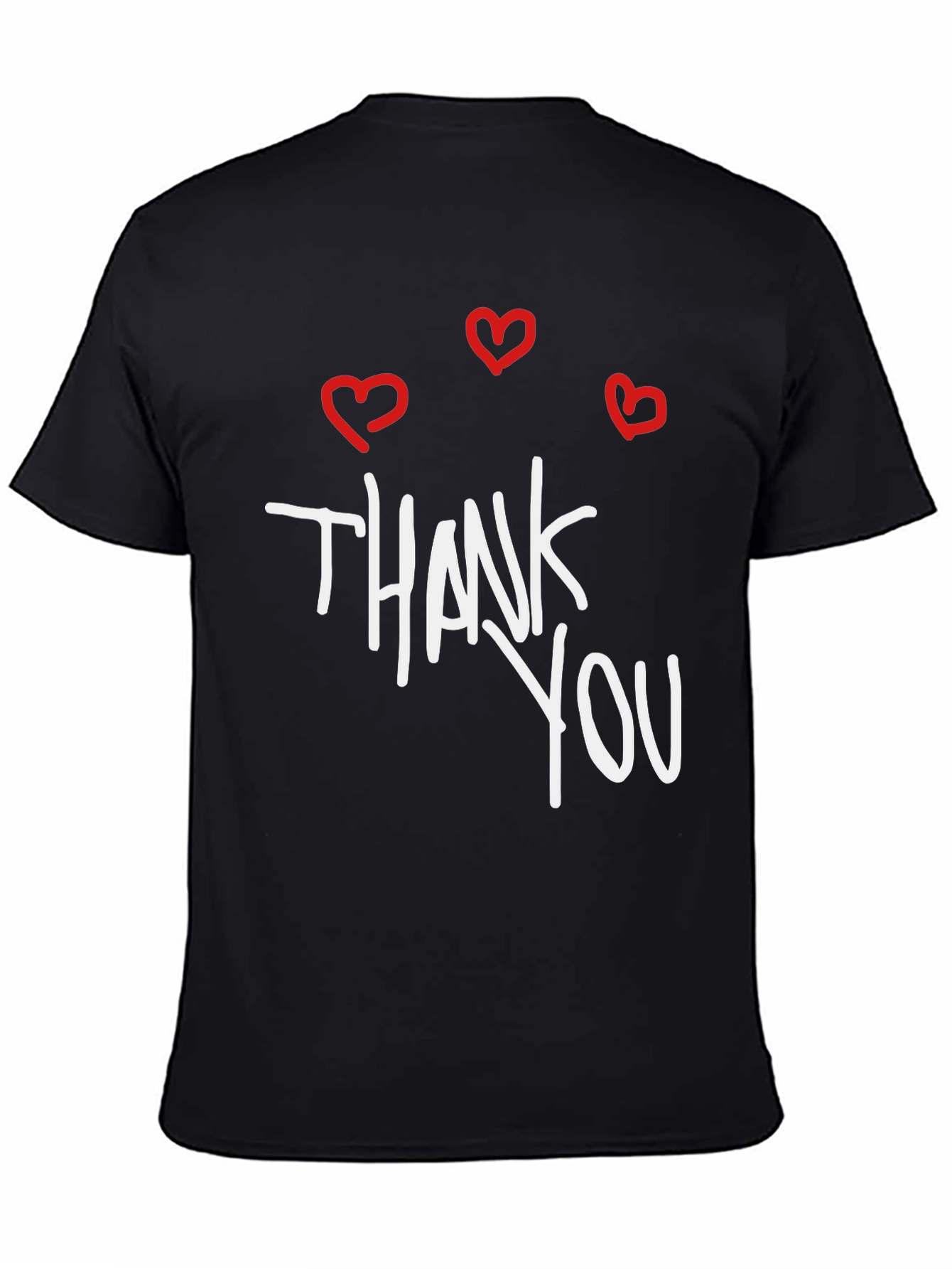 Black Thank You Hearts Graphic Tee - Casual Black T-Shirt view 4