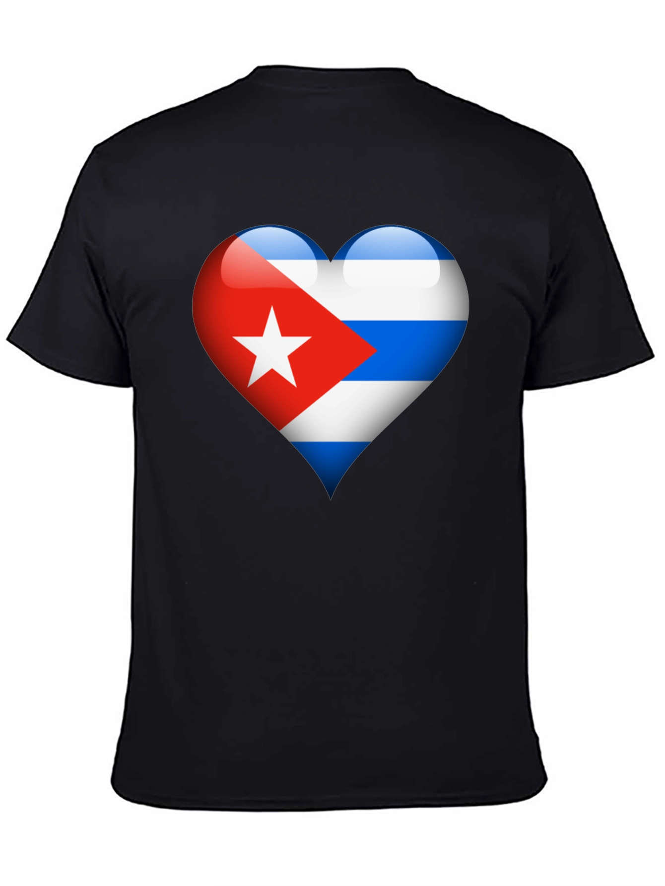 Black Cuban Flag Heart Graphic T-Shirt - Black view 4