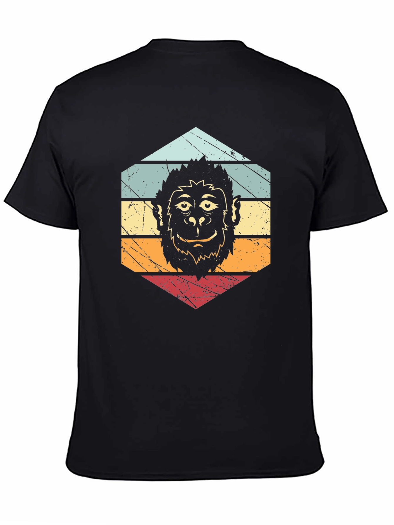 Black Retro Monkey Graphic Tee - Unisex view 4