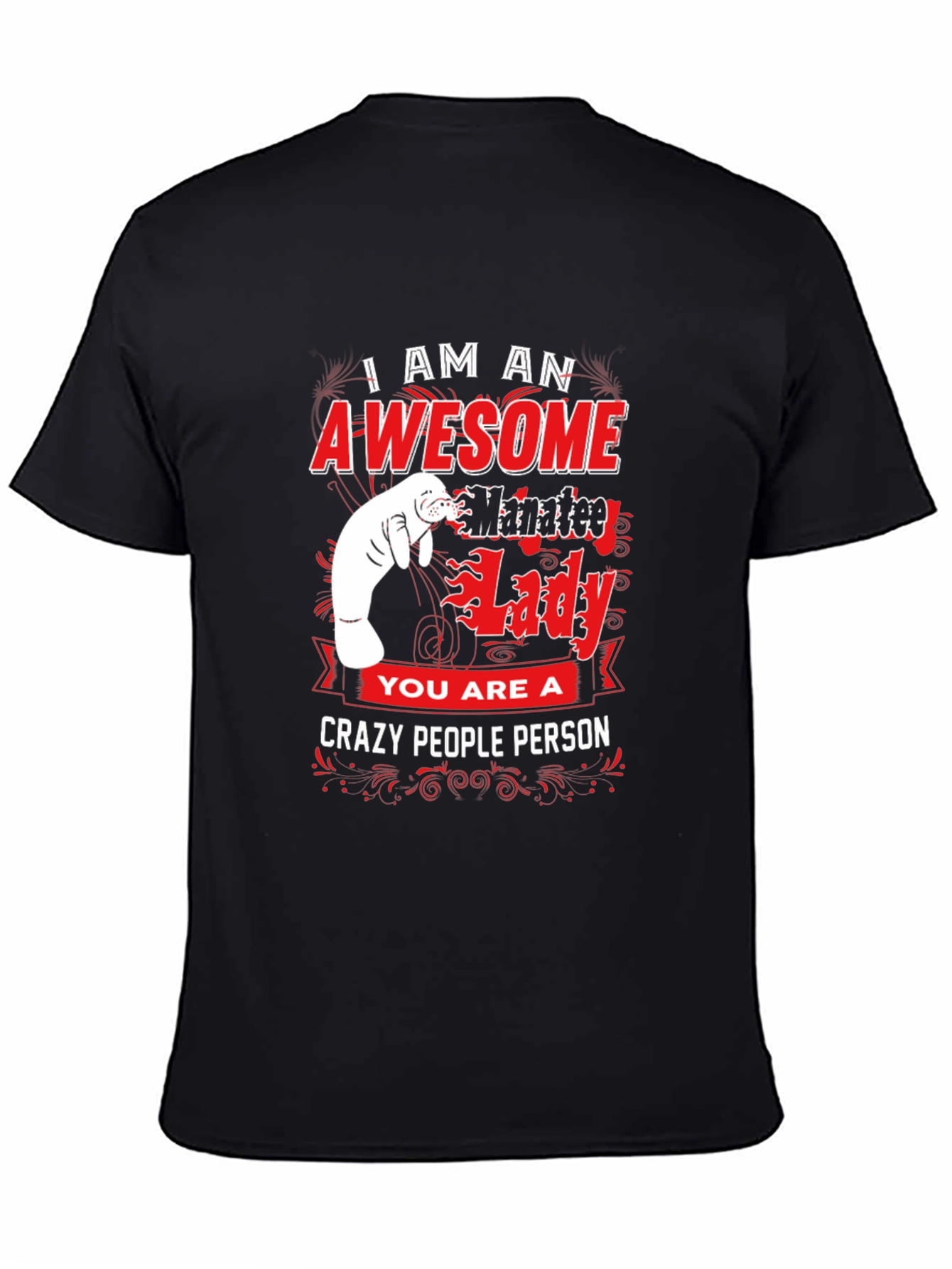 Black Awesome Manatee Lady Graphic Tee view 4