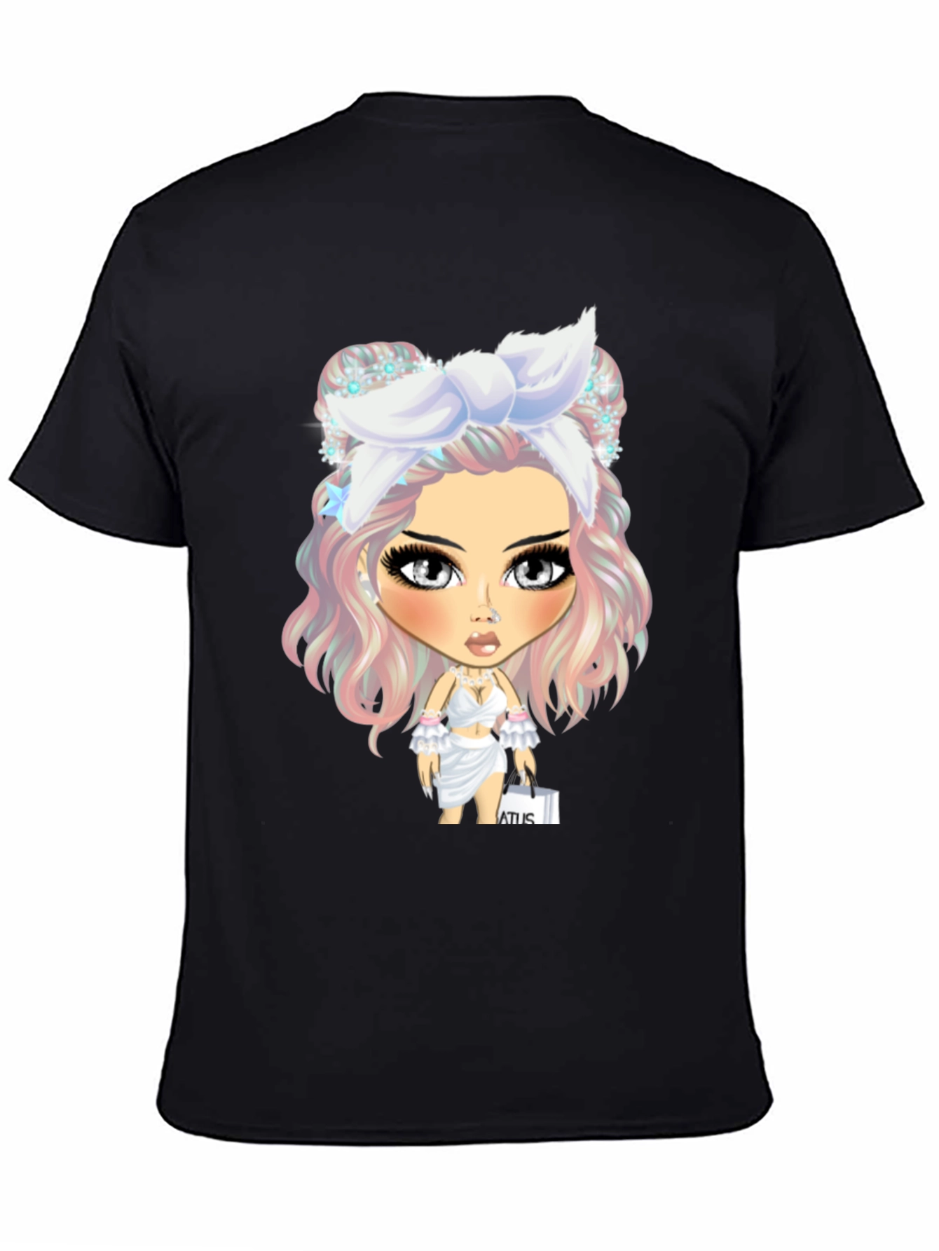 Black Stylish Graphic Tee - Cartoon Character view 4