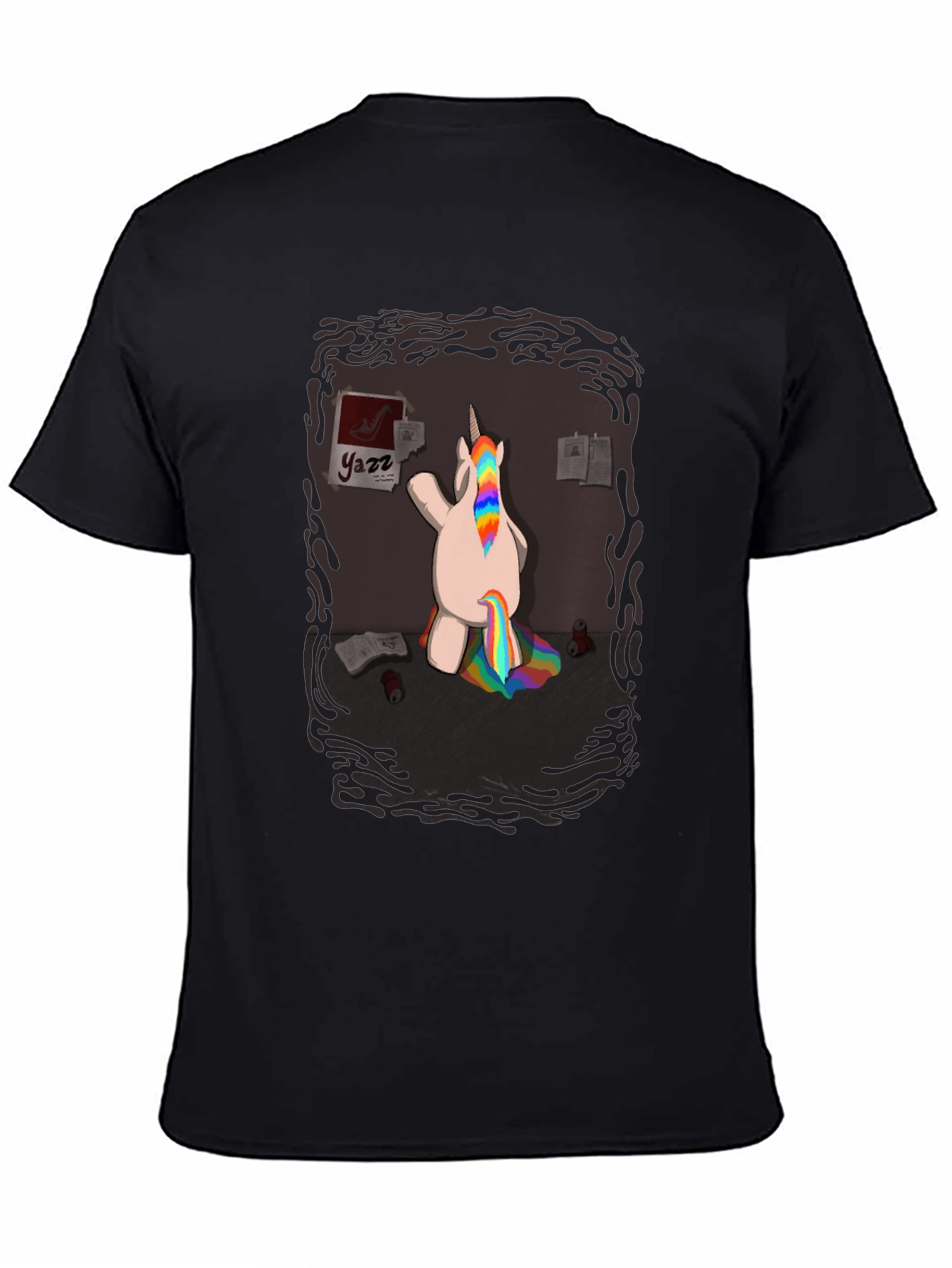 Black Funny Unicorn Rainbow Poop T-Shirt - Quirky Graphic Tee view 4