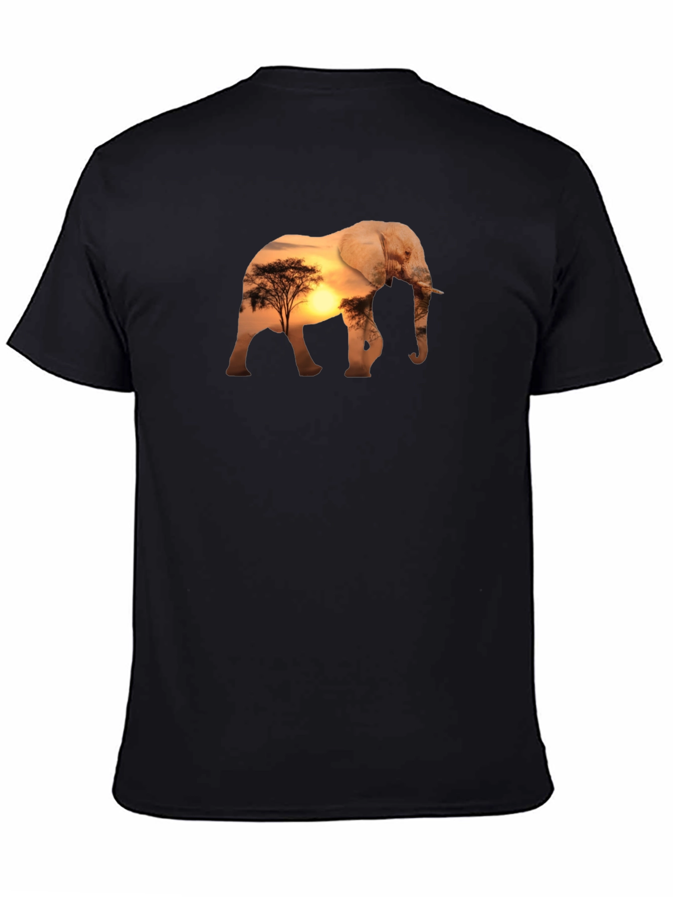 Black Elephant Sunset Graphic Tee - Black Cotton Comfort view 4
