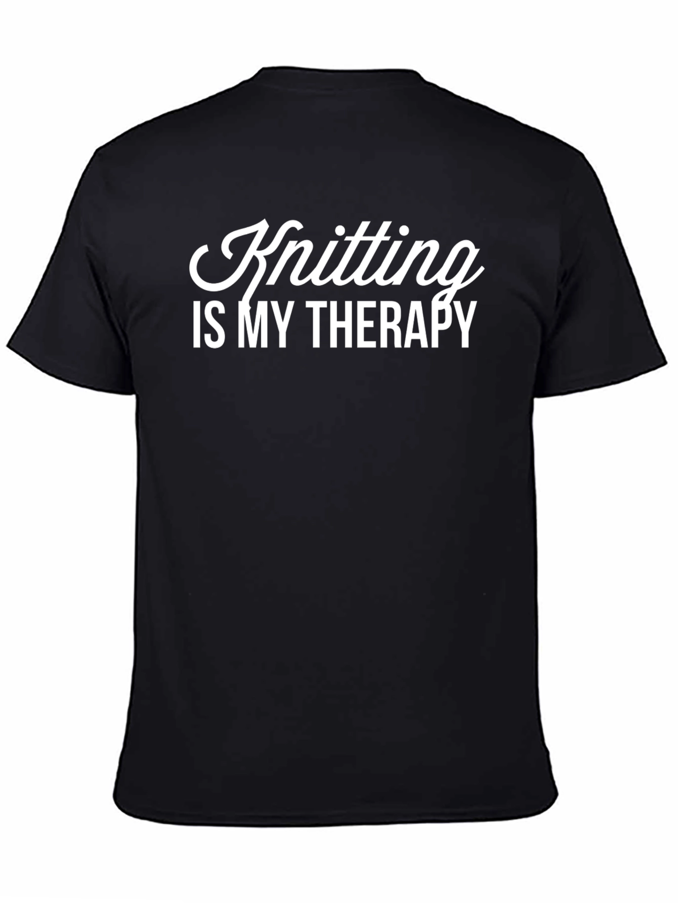 Knitting is My Therapy Black T-Shirt - 4