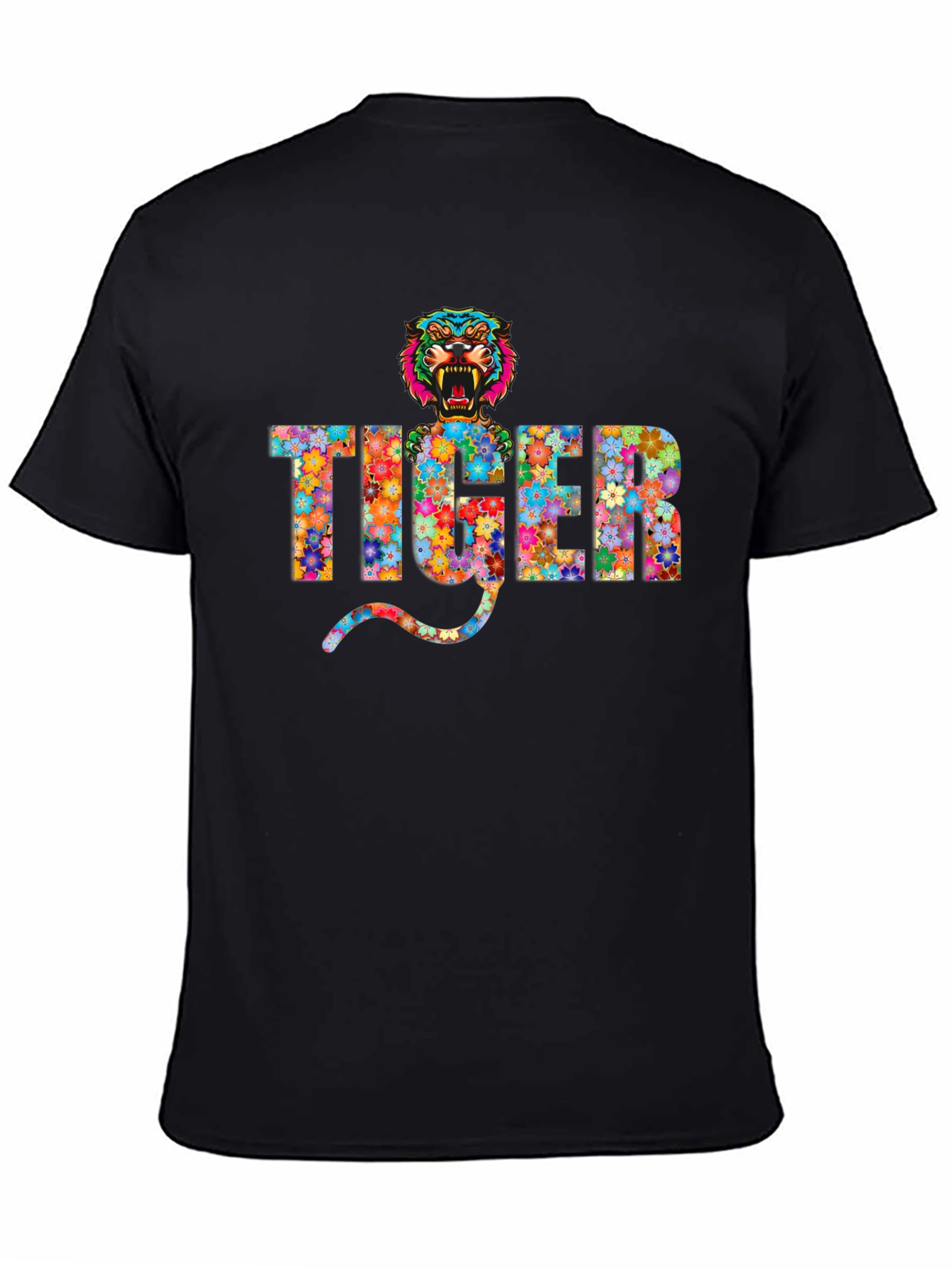 Black Floral Tiger Graphic T-Shirt view 4