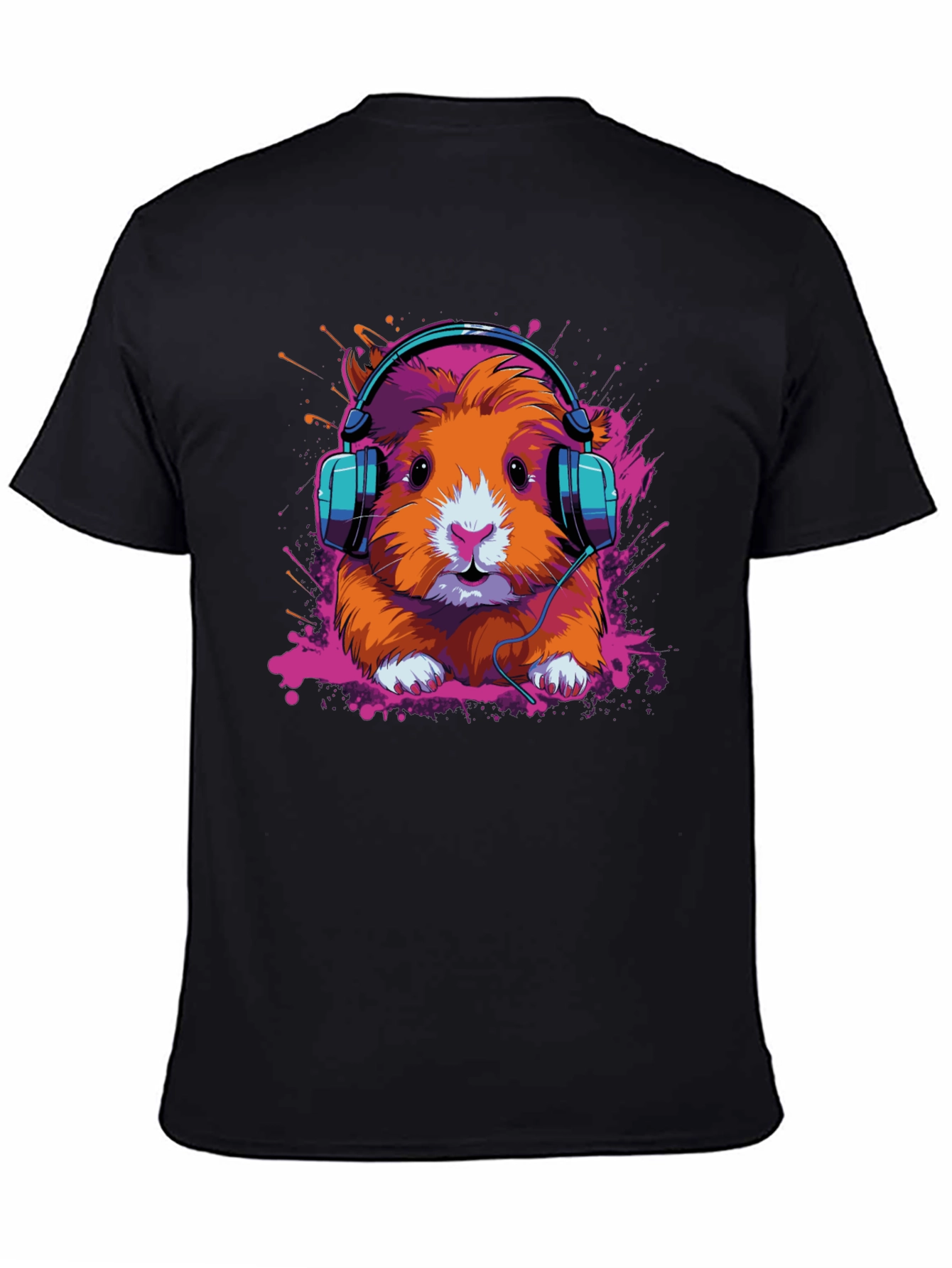 Black DJ Hamster Graphic Tee - Cool Animal T-Shirt view 4