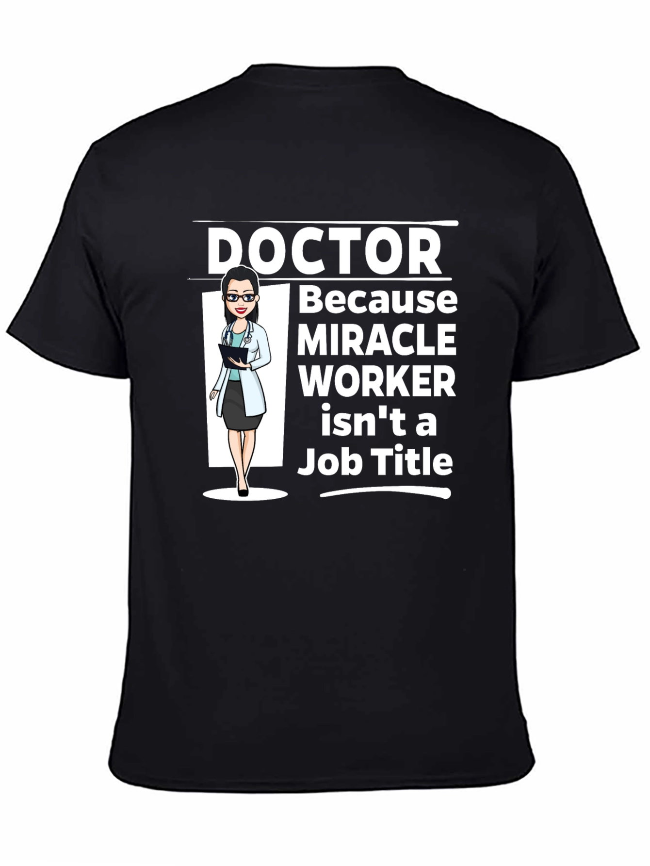 Black Doctor Miracle Worker T-Shirt - Black Cotton Tee view 4