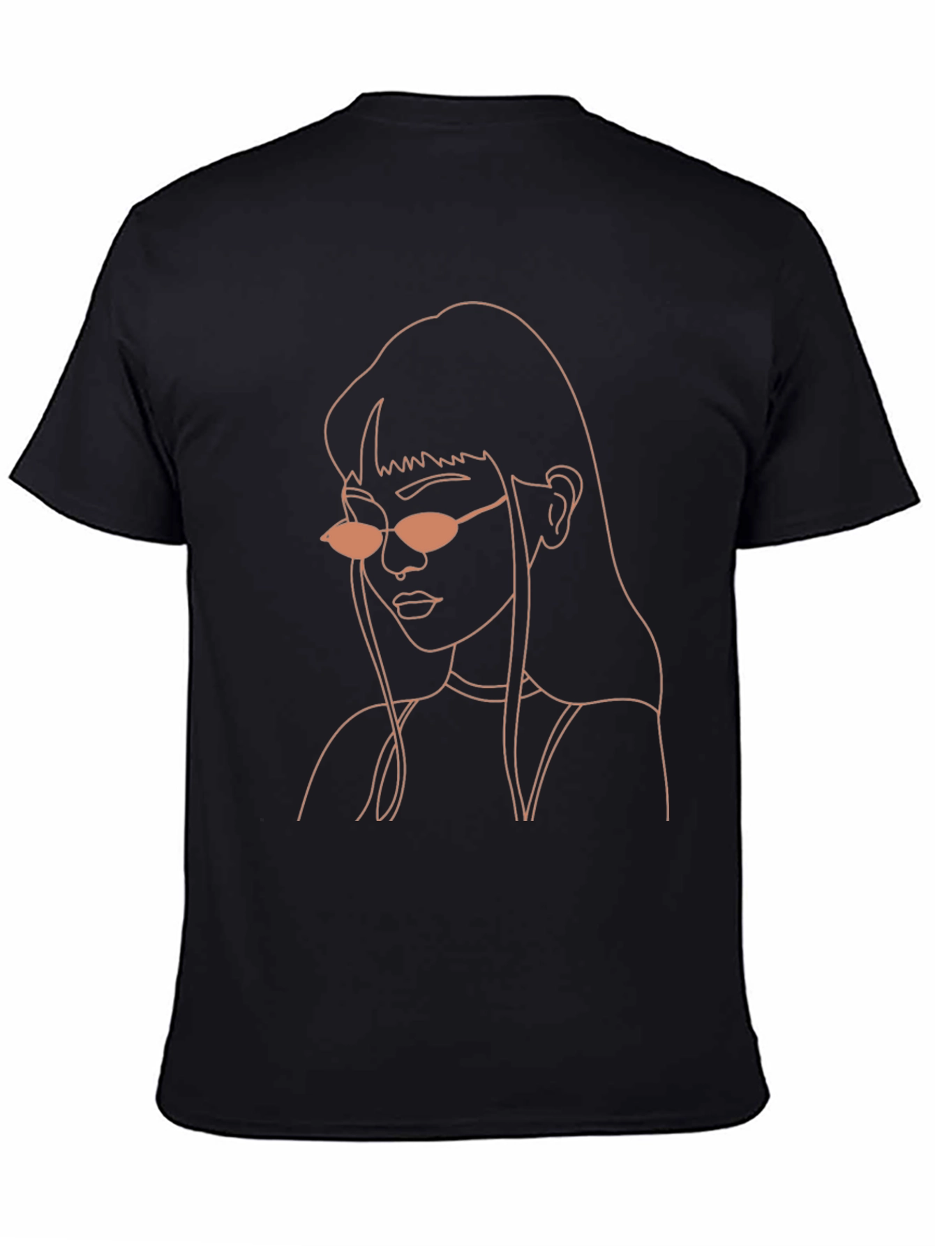 Black Minimalist Woman Line Art Graphic Tee - Black view 4