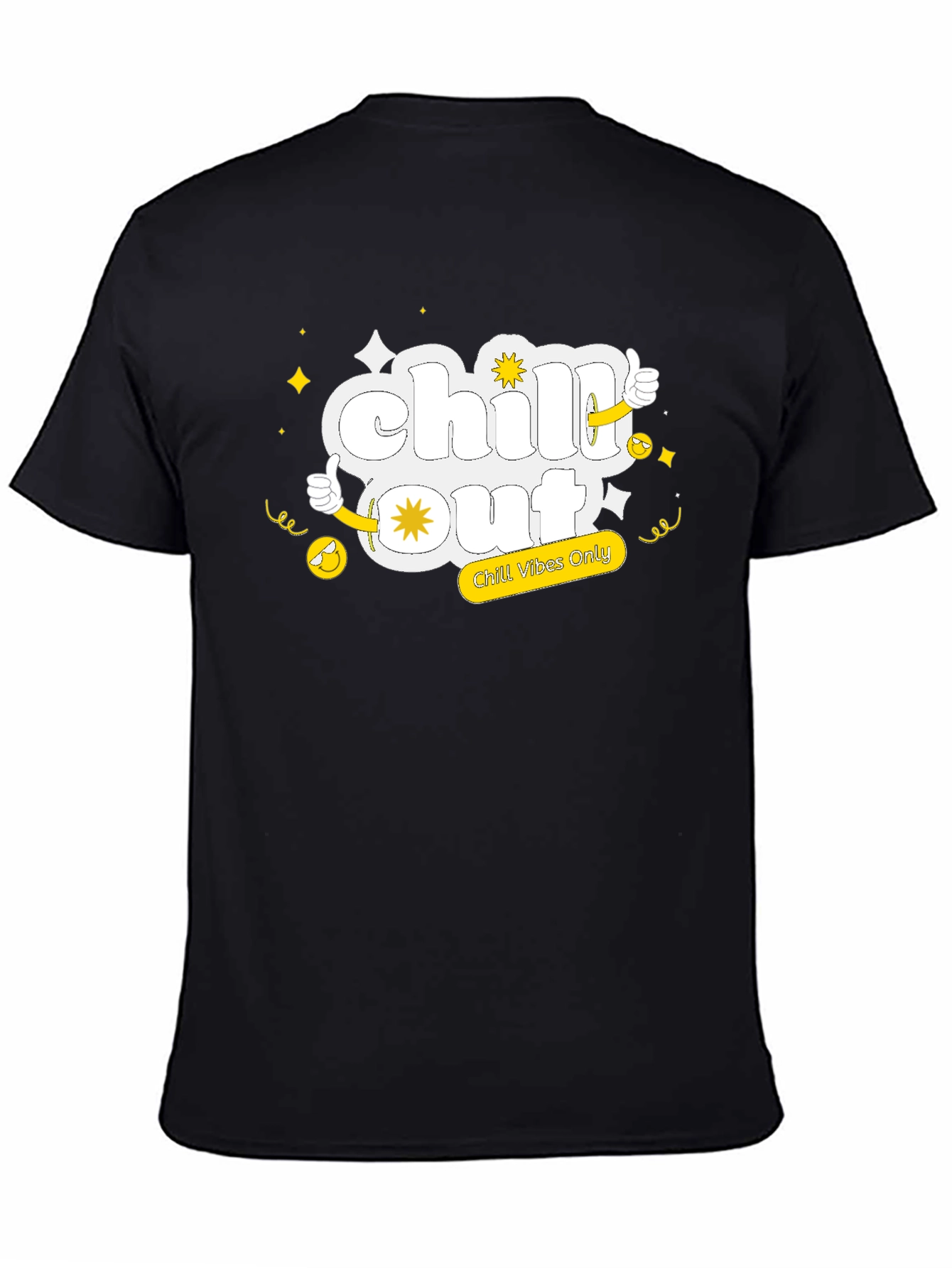 Black Chill Out Black Tee - Funny Cartoon Graphic T-Shirt view 4