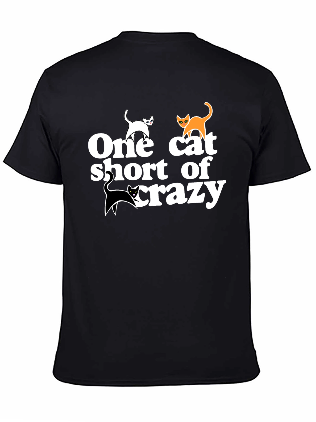 Black One Cat Short T-Shirt - Crazy Cat Lover Tee view 4