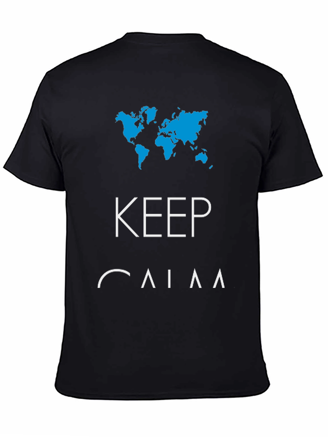 Black Keep Calm World Map T-Shirt view 4