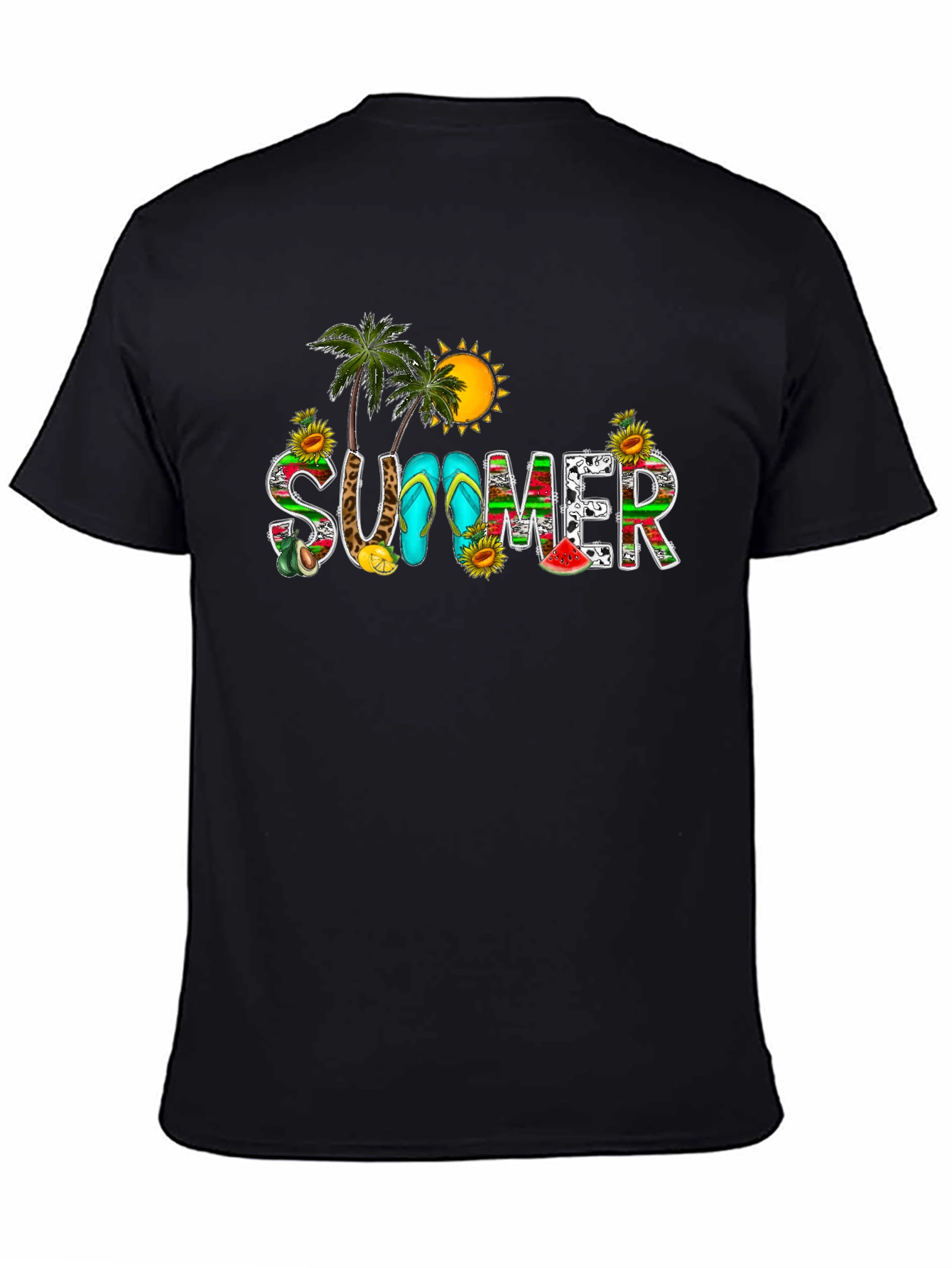 Black Summer Graphic T-Shirt view 4