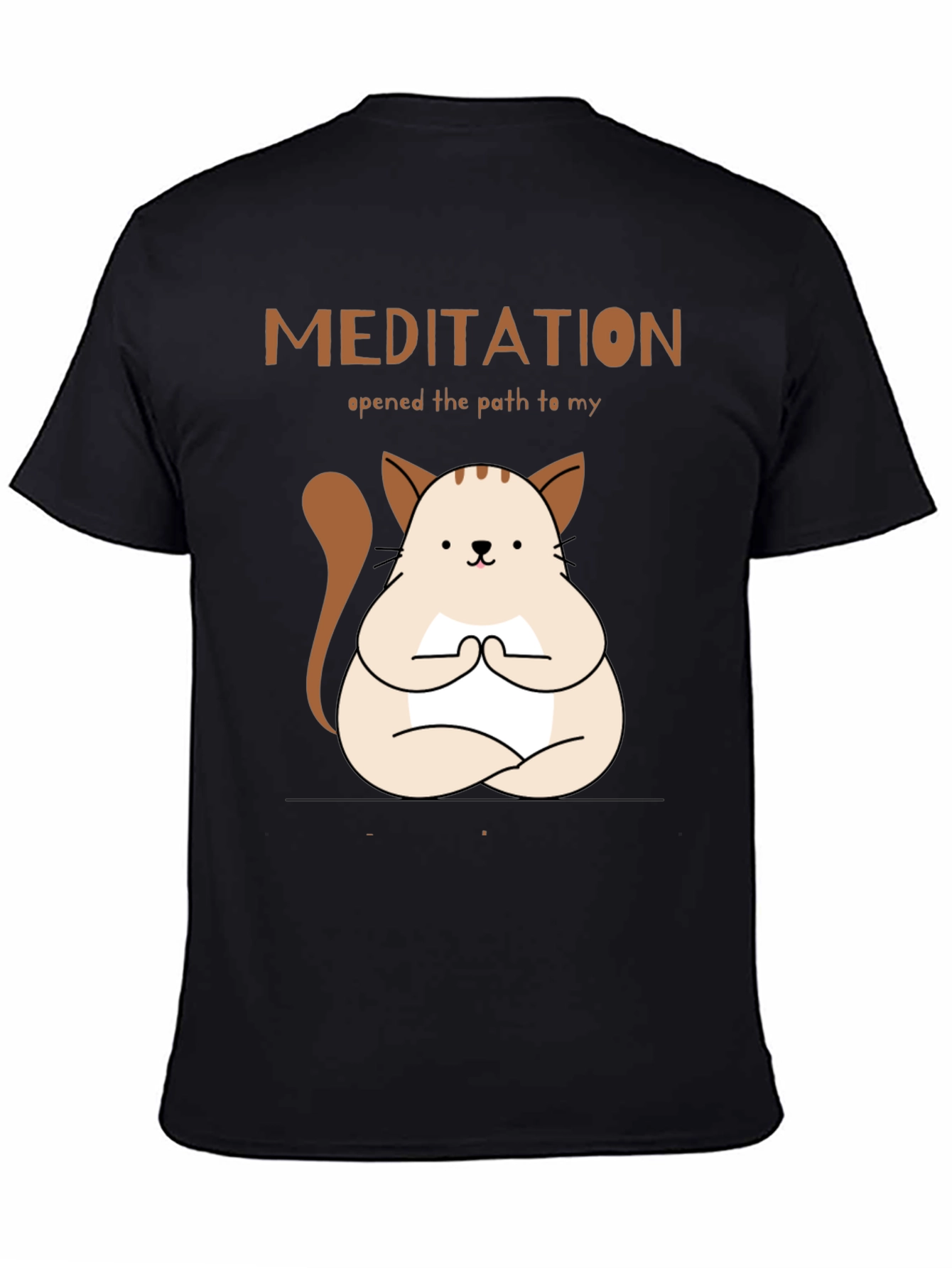 Black Meditating Cat T-Shirt - Find Your Inner Peace! view 4
