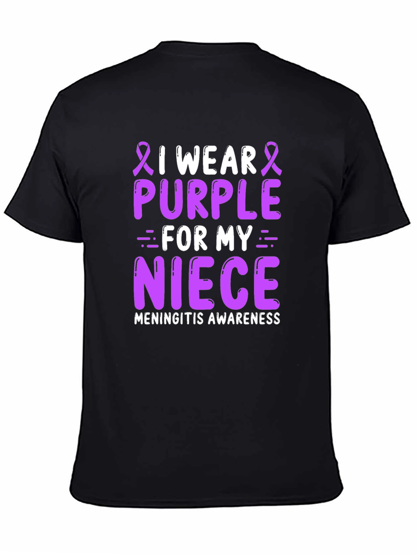 Black Purple Meningitis Awareness T-Shirt for Niece view 4