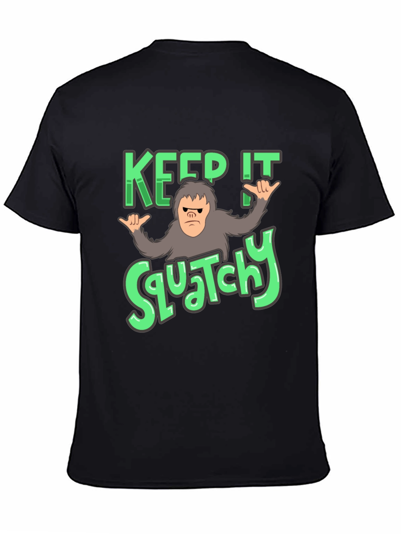 Black Keep It Squatchy T-Shirt: Bigfoot Graphic Tee view 4