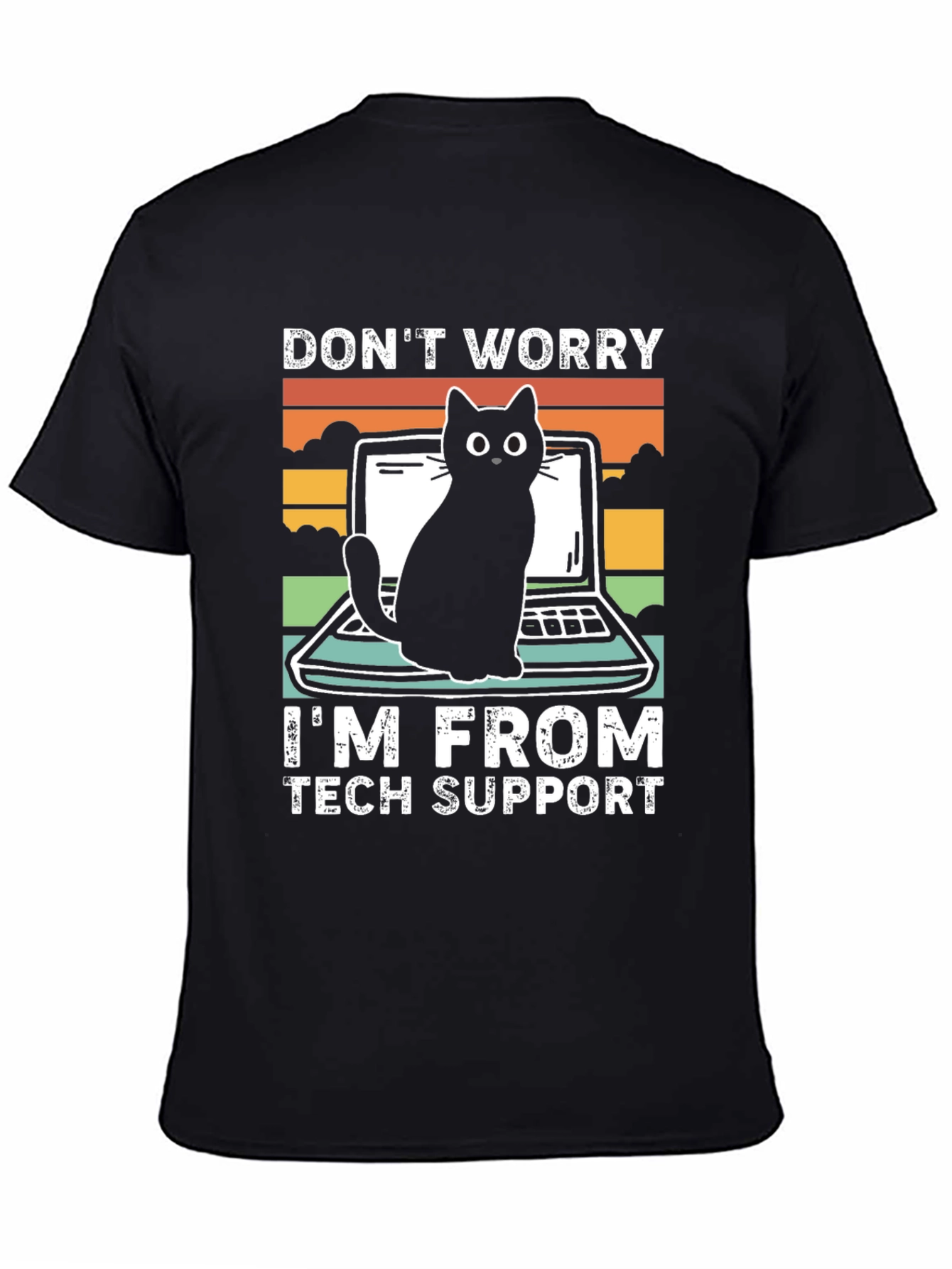 Black Tech Support Cat Graphic T-Shirt - Black view 4