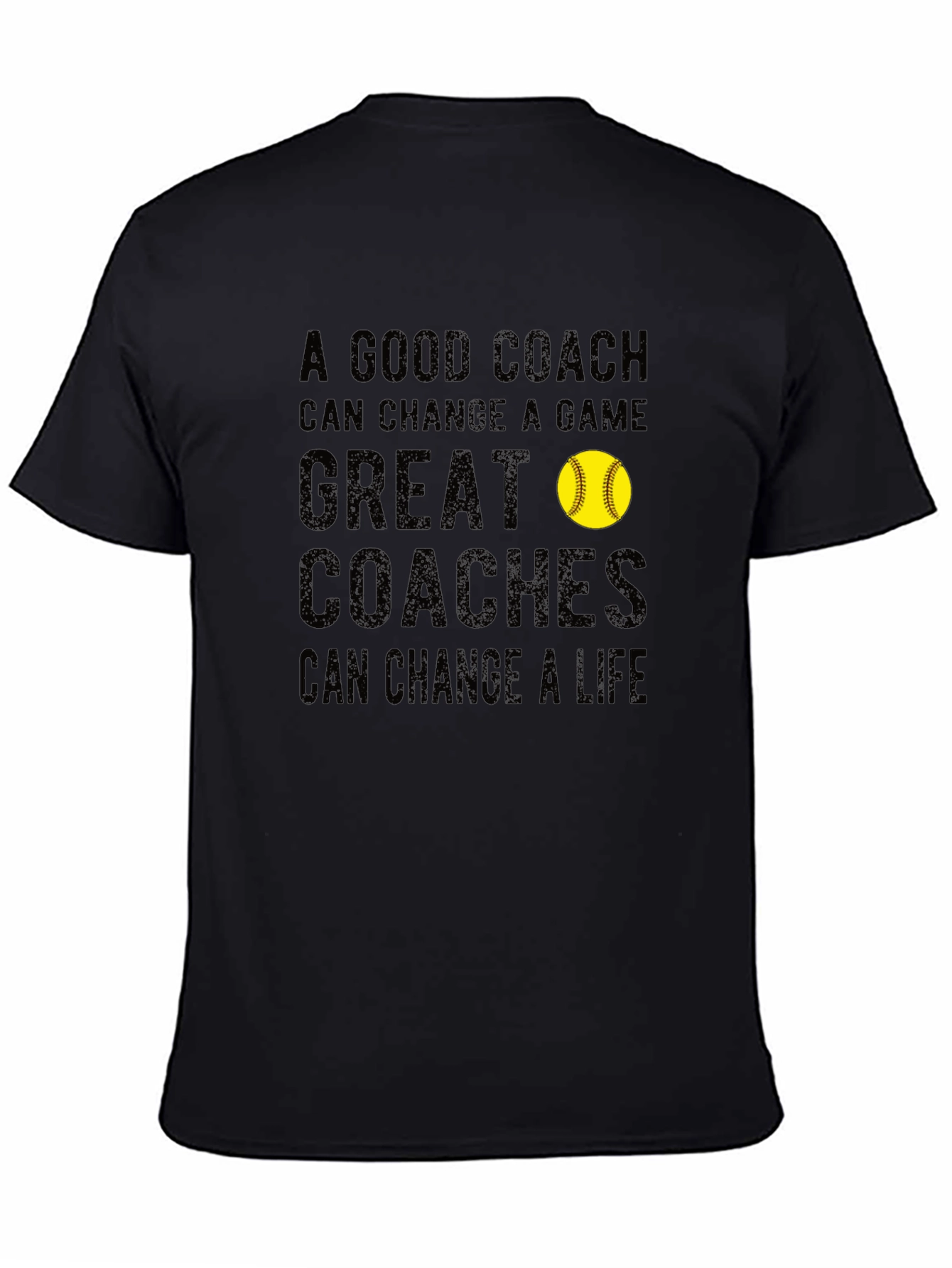 Black Coach Life T-Shirt - Softball Design view 4