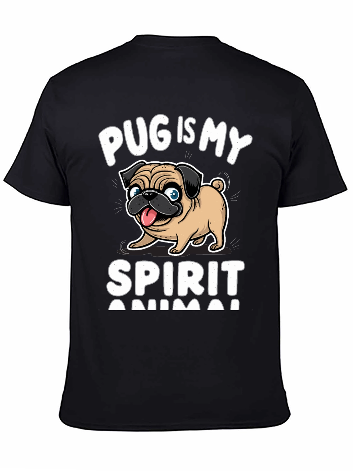 Black Pug Is My Spirit Animal T-Shirt, Black view 4