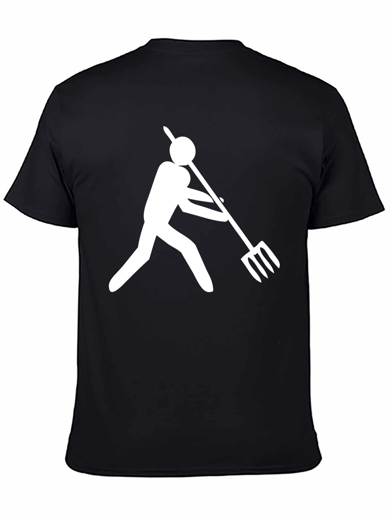 Black Funny Pitchfork T-Shirt - Black Cotton Tee view 4
