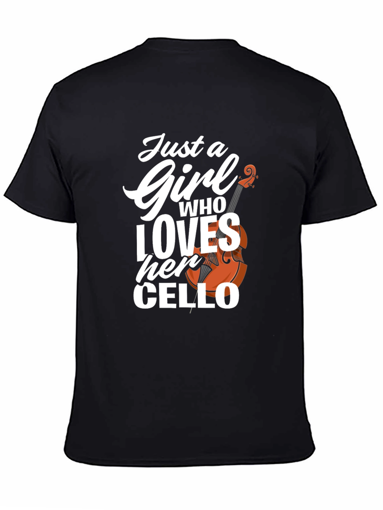 Black Just a Girl Who Loves Her Cello T-Shirt view 4