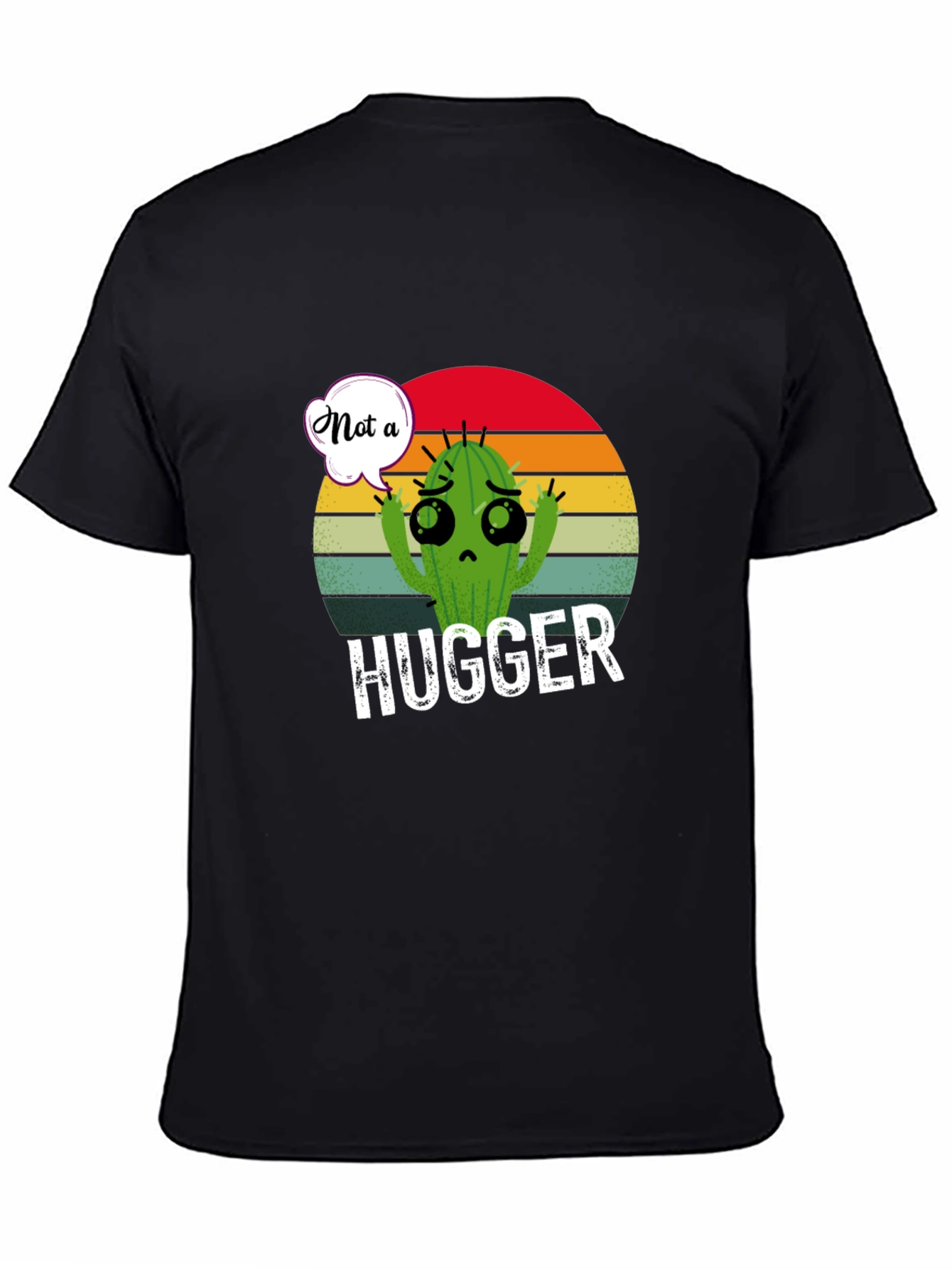 Black Not a Hugger Cactus T-Shirt view 4