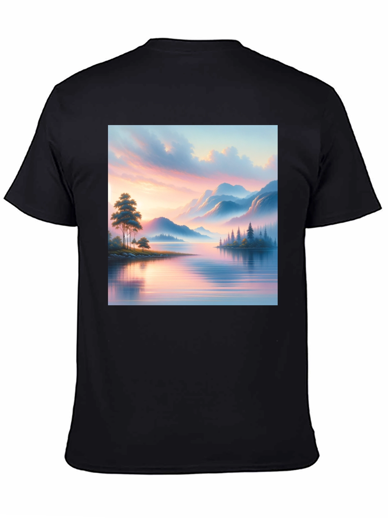 Black Scenic Lake View Graphic Tee - Black view 4