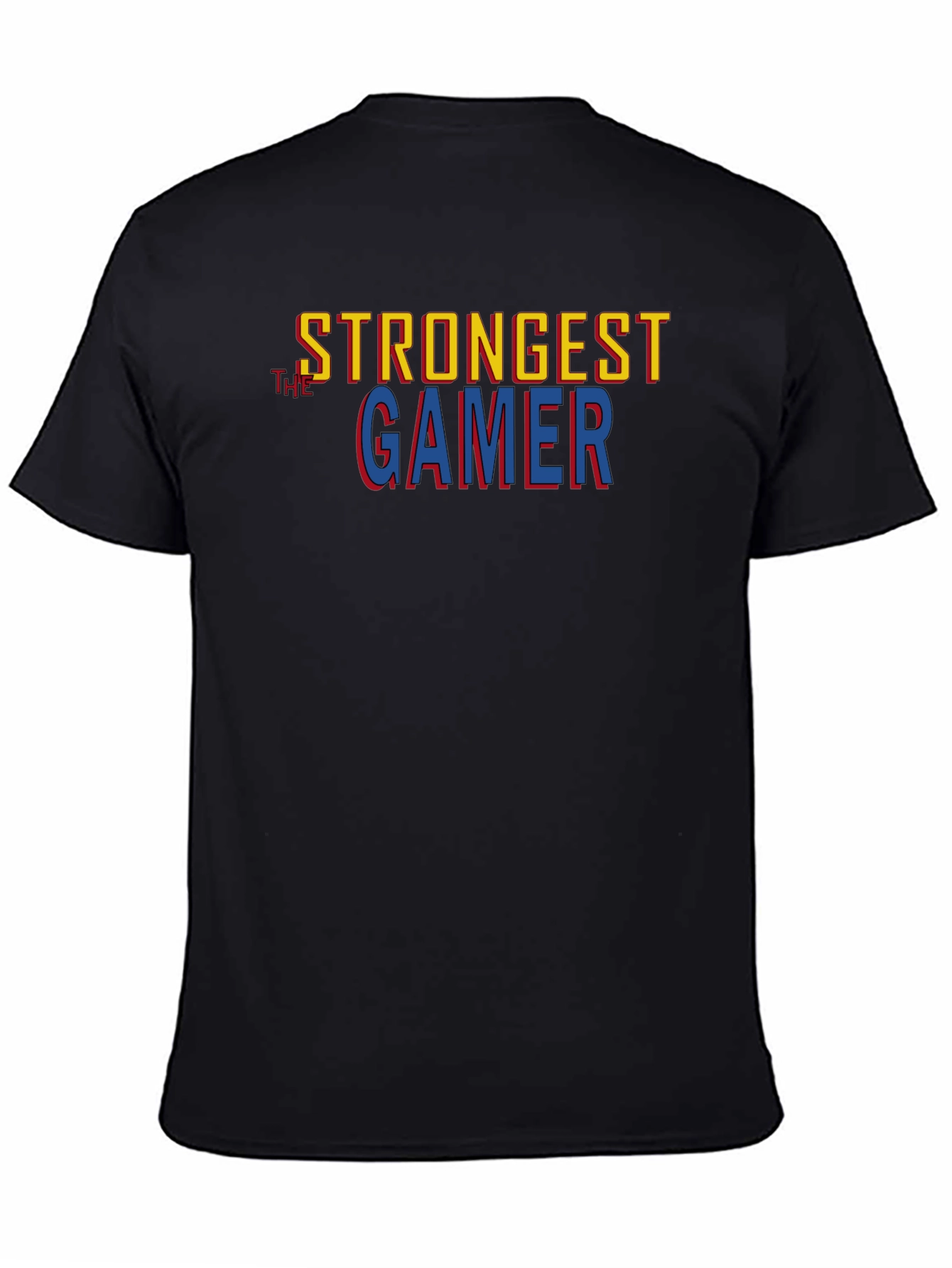 Black Strongest Gamer Black Graphic Tee view 4